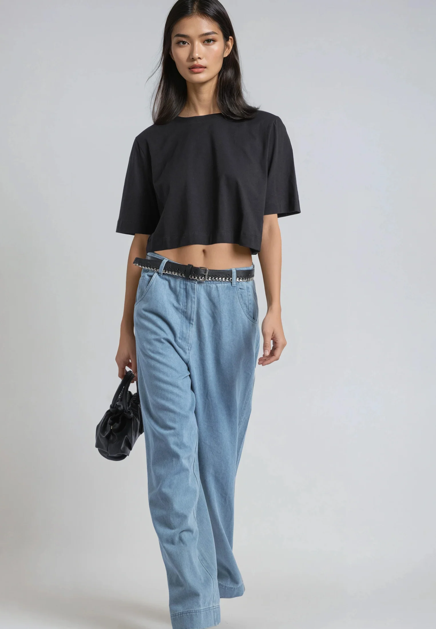 BASIC CROP T-SHIRT BLACK - Image 6