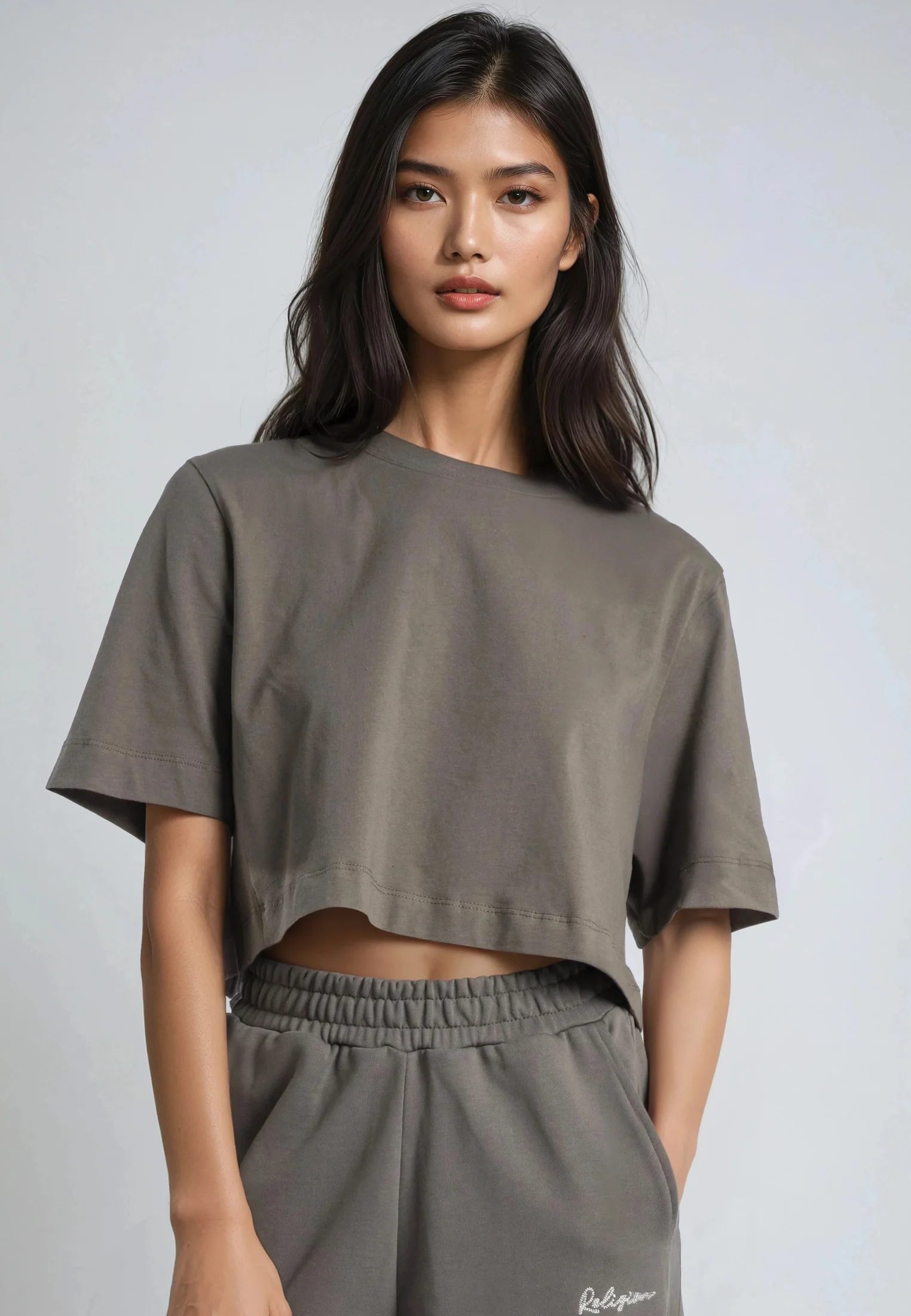 BASIC CROP T-SHIRT BRINDLE - Image 2