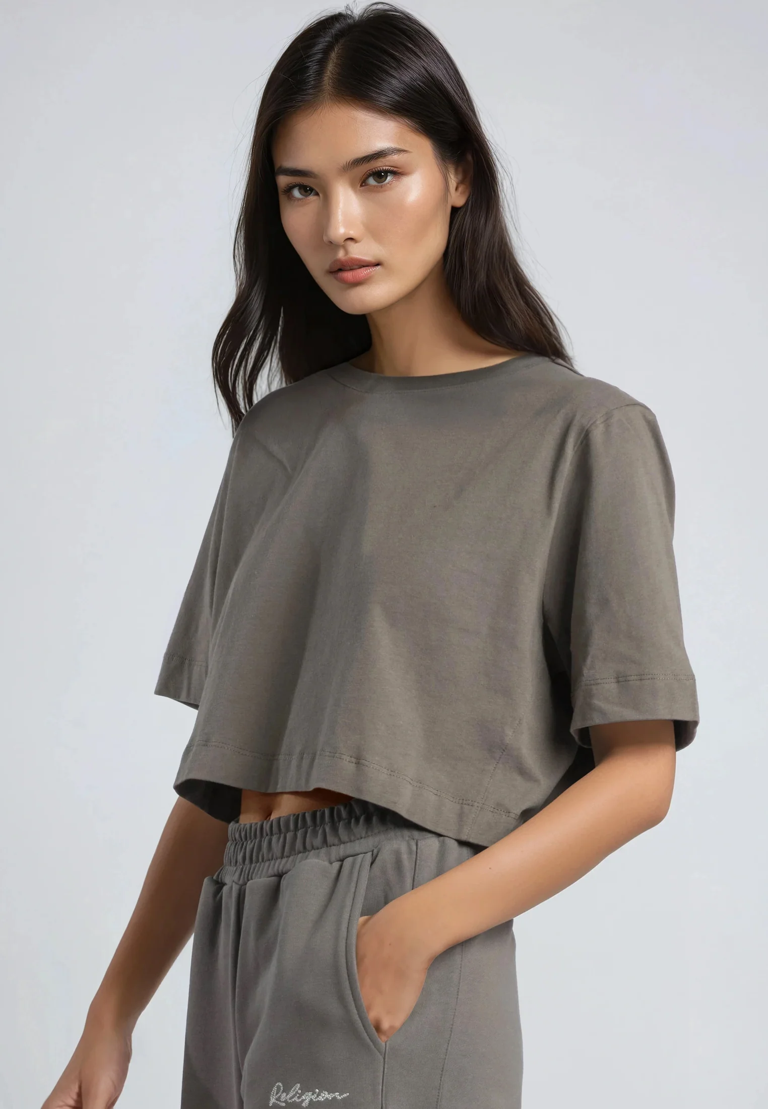 BASIC CROP T-SHIRT BRINDLE - Image 6