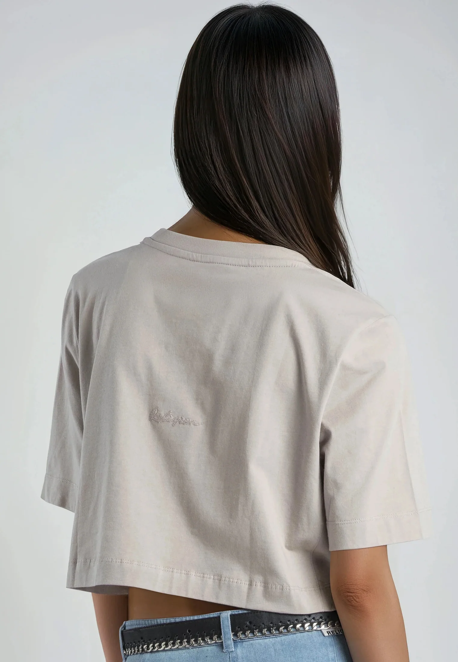 BASIC CROP T-SHIRT STONE - Image 5