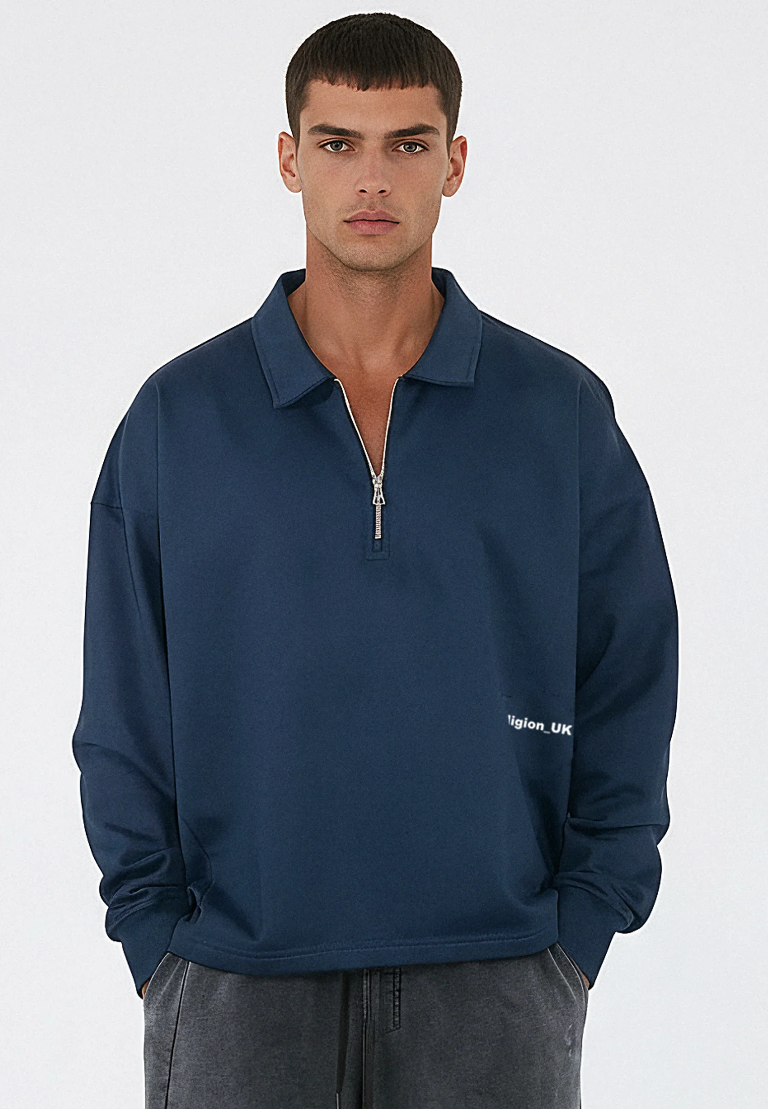RELIGION UK CROPPED ZIP SWEATSHIRT DARK NAVY - Image 2