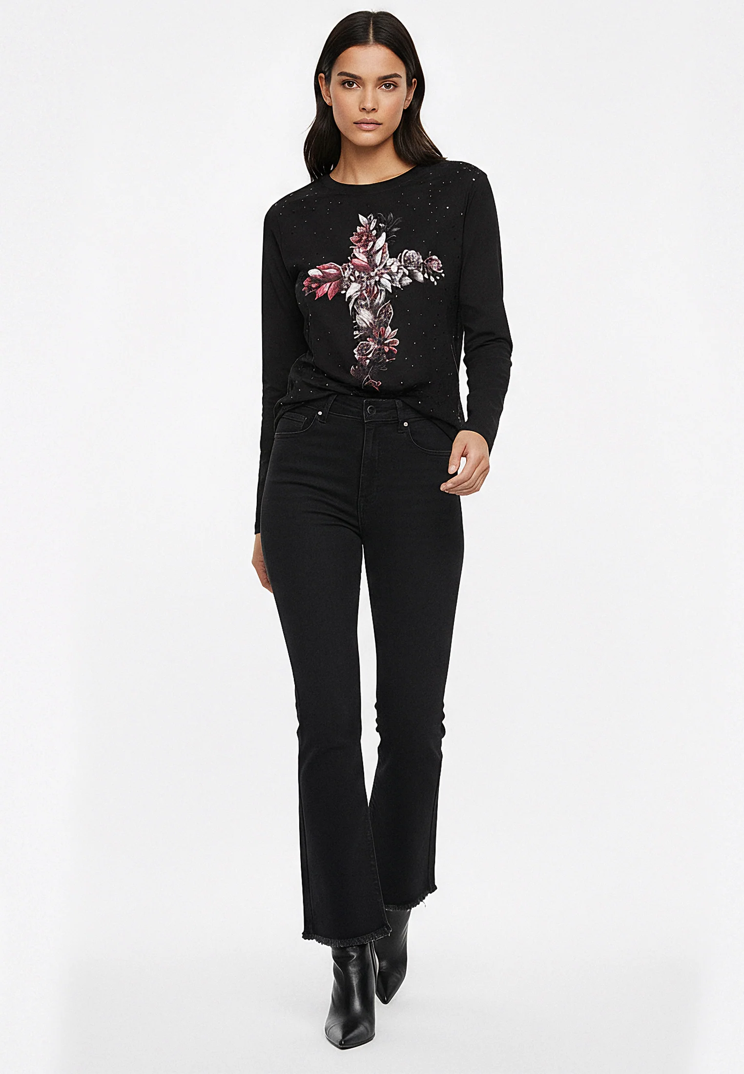 CROSS BOTANICAL LONG SLEEVE TOP BLACK - Image 2