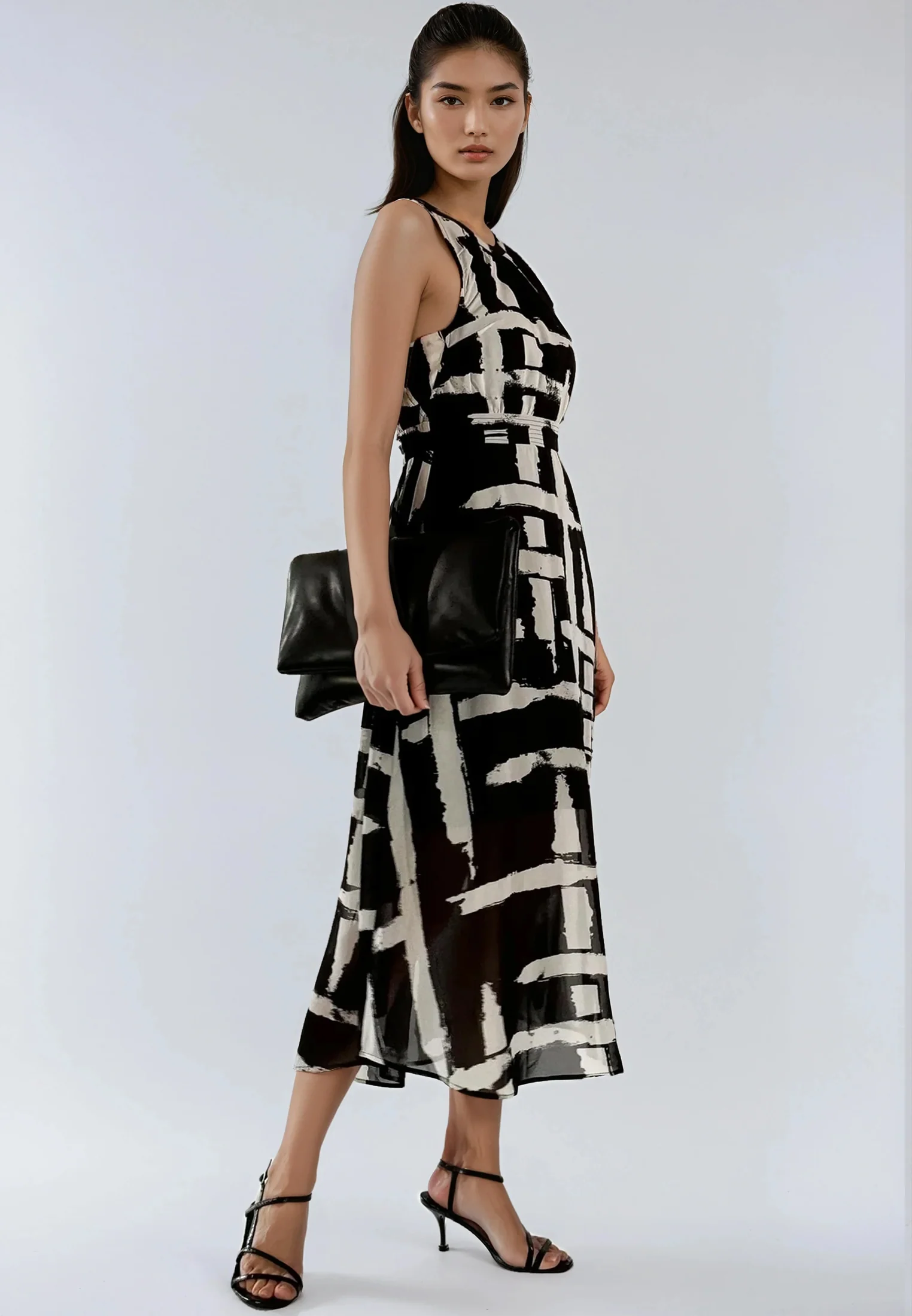 DESTINY MIDI DRESS SELVAGE BLACK