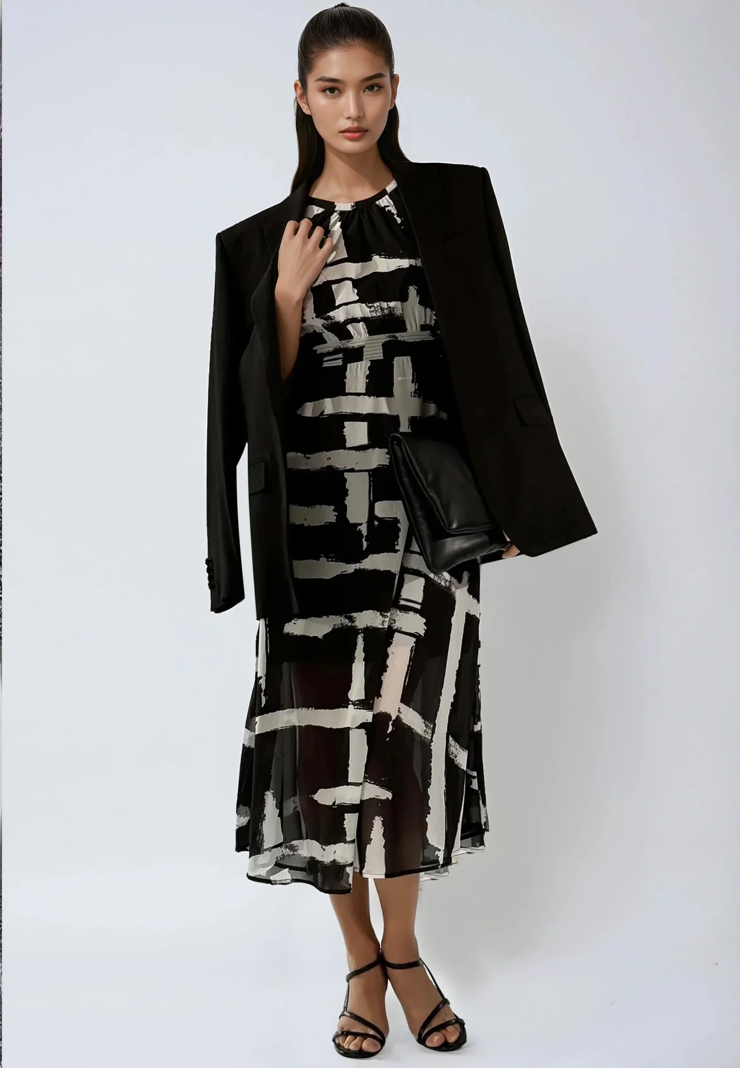 DESTINY MIDI DRESS SELVAGE BLACK - Image 4