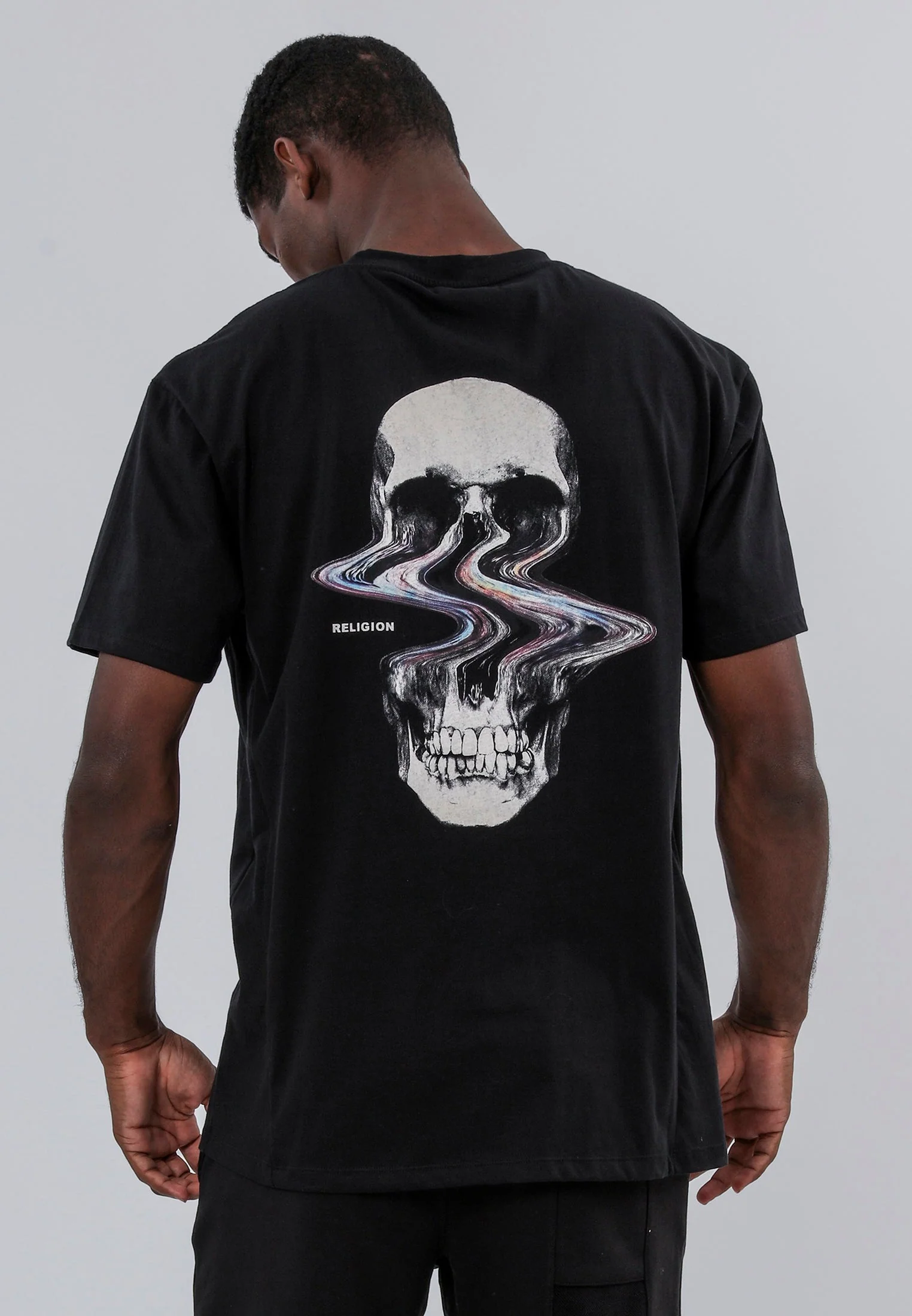 DISTORTED SKULL T-SHIRT BLACK - Image 2
