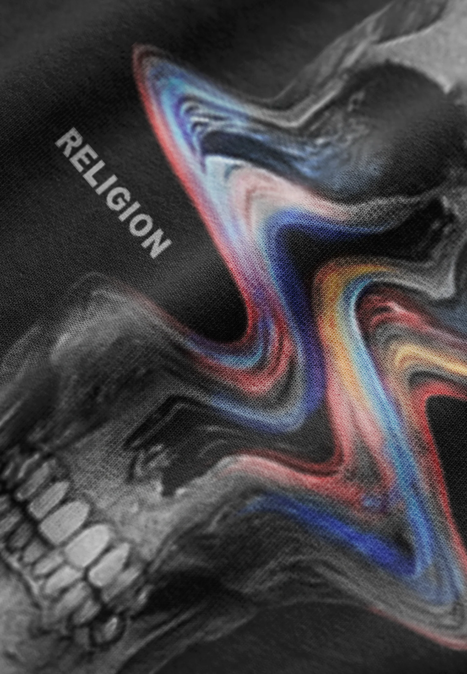 DISTORTED SKULL T-SHIRT BLACK - Image 7