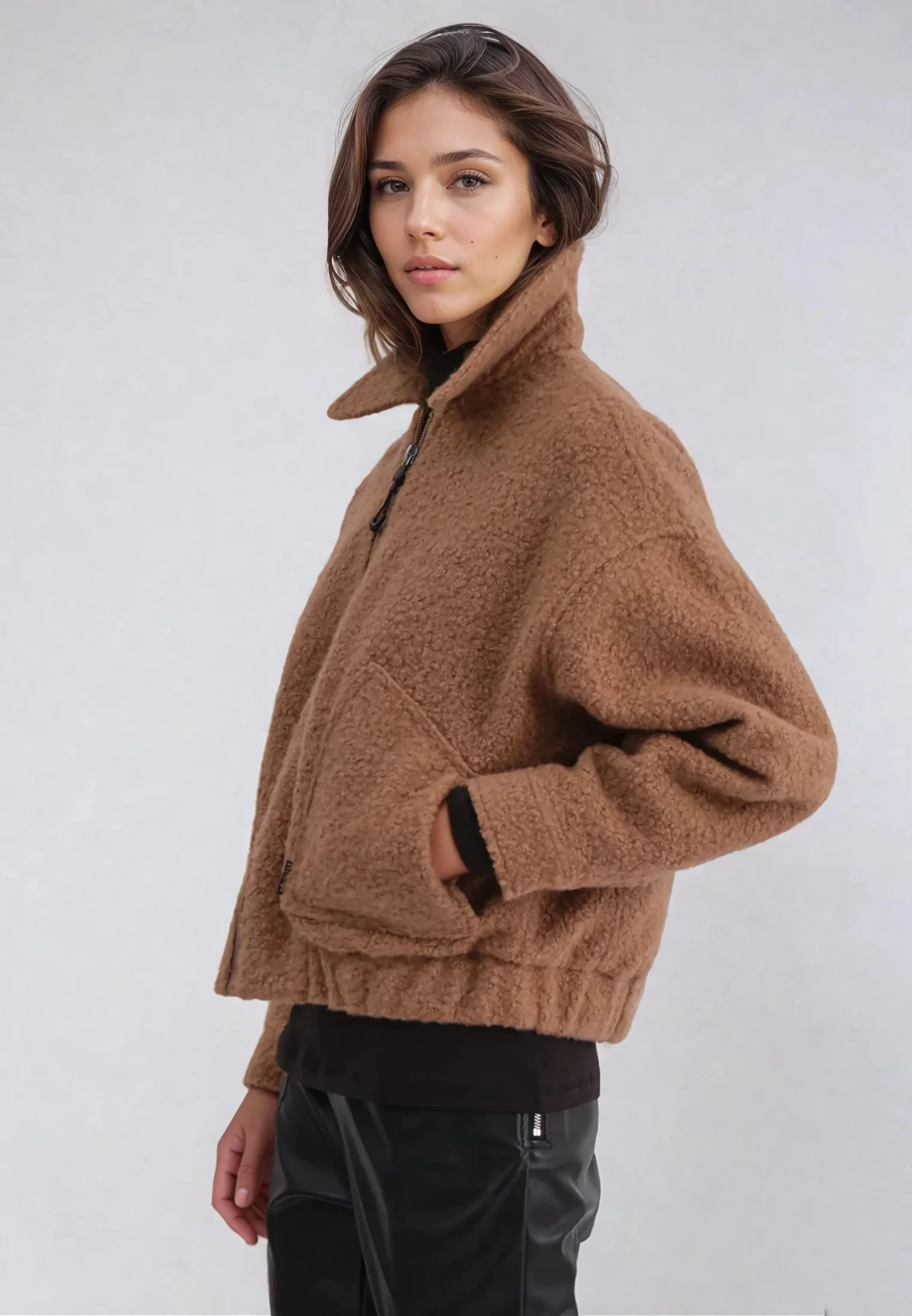 DREAMER WOOL MIX BOMBER JACKET CAMEL - Image 2