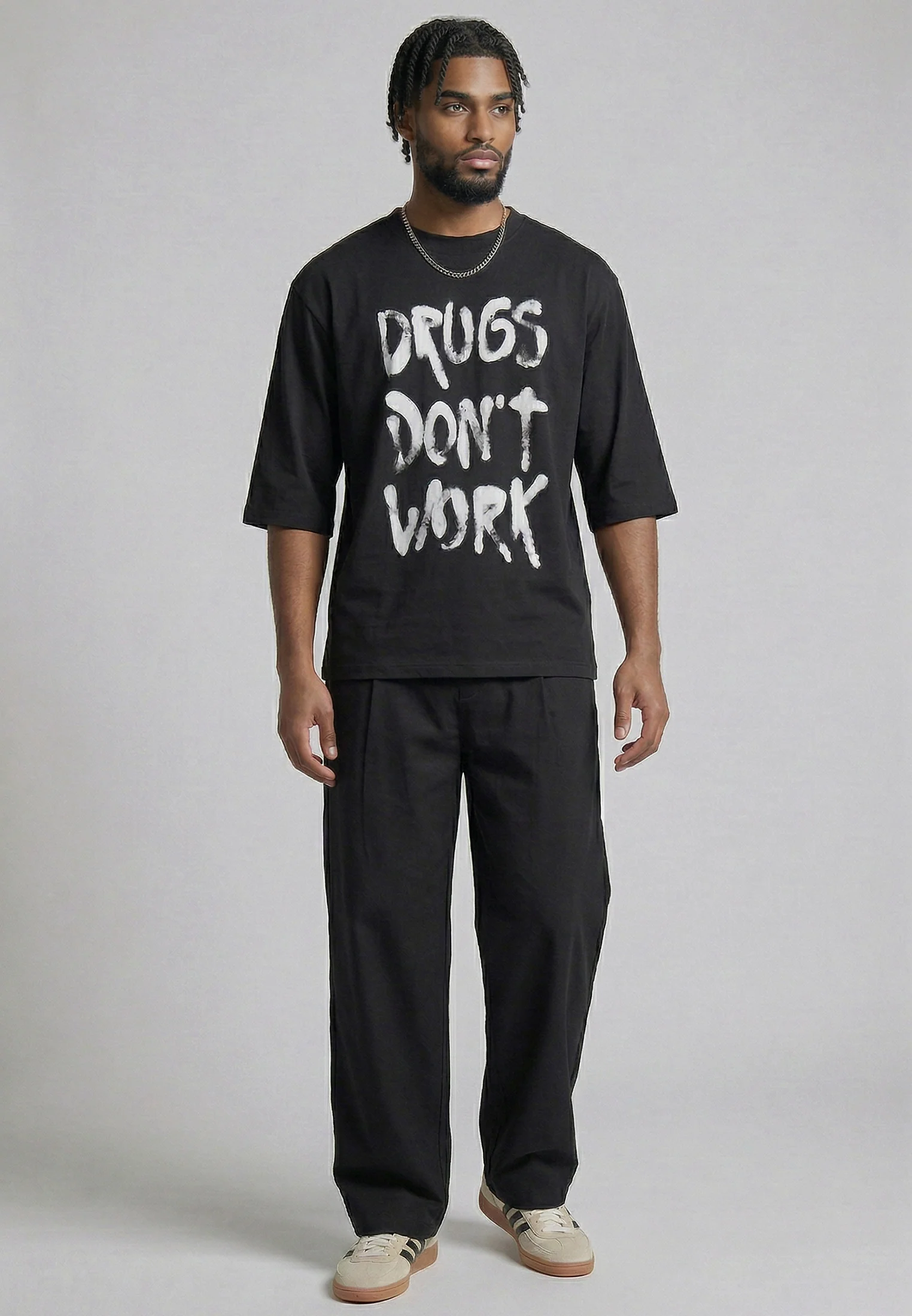 DRUGS DON'T WORK T-SHIRT BLACK - Image 3