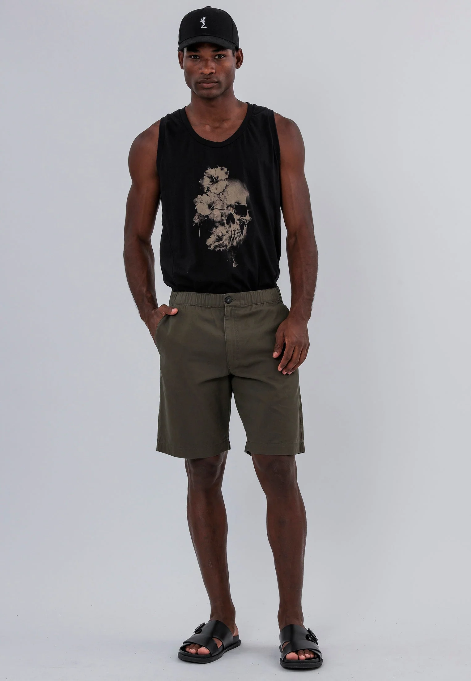 ELASTICATED LONGLINE CHINO SHORTS KHAKI - Image 4