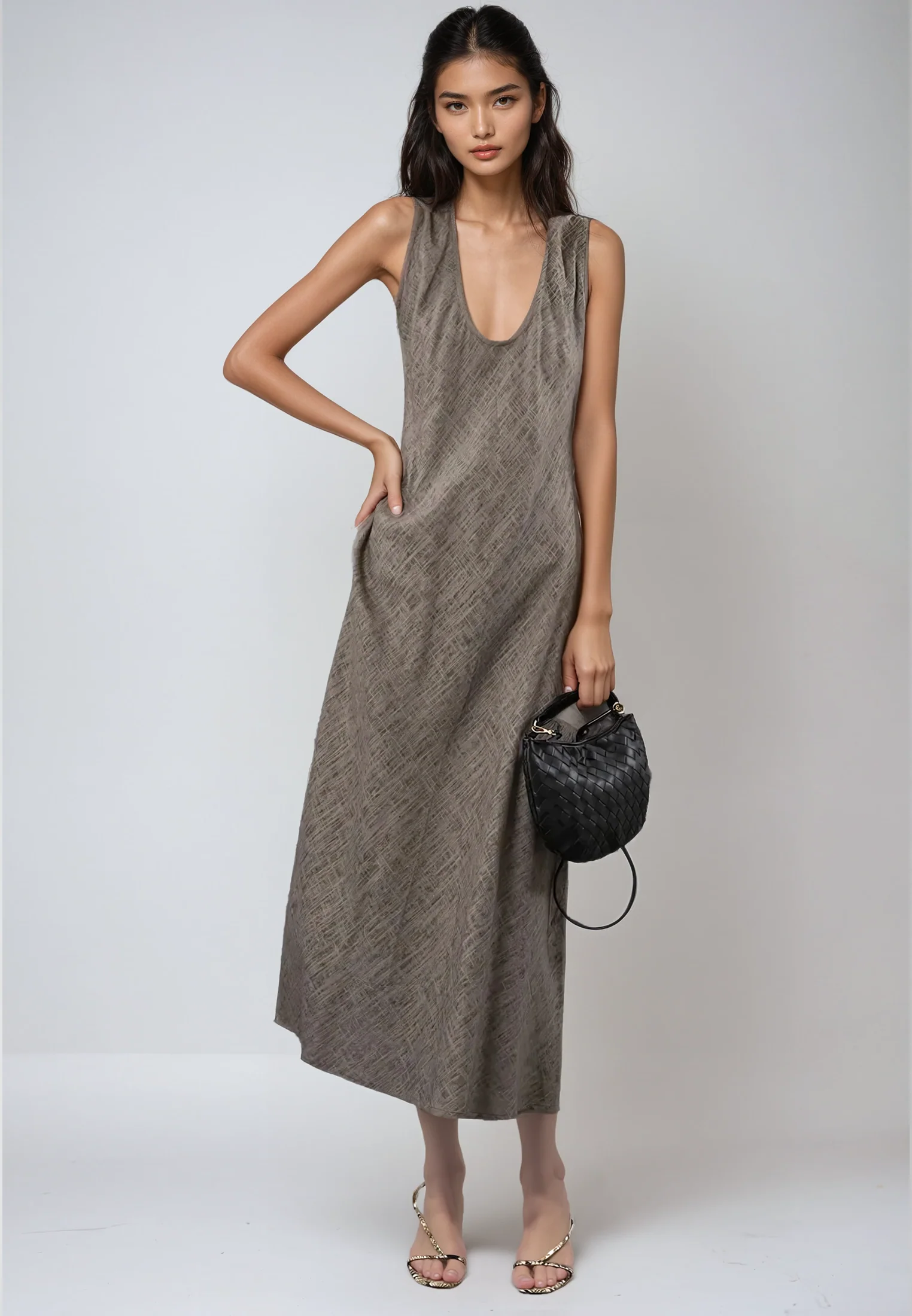 ELEMENT DRESS TAUPE LINEN - Image 4