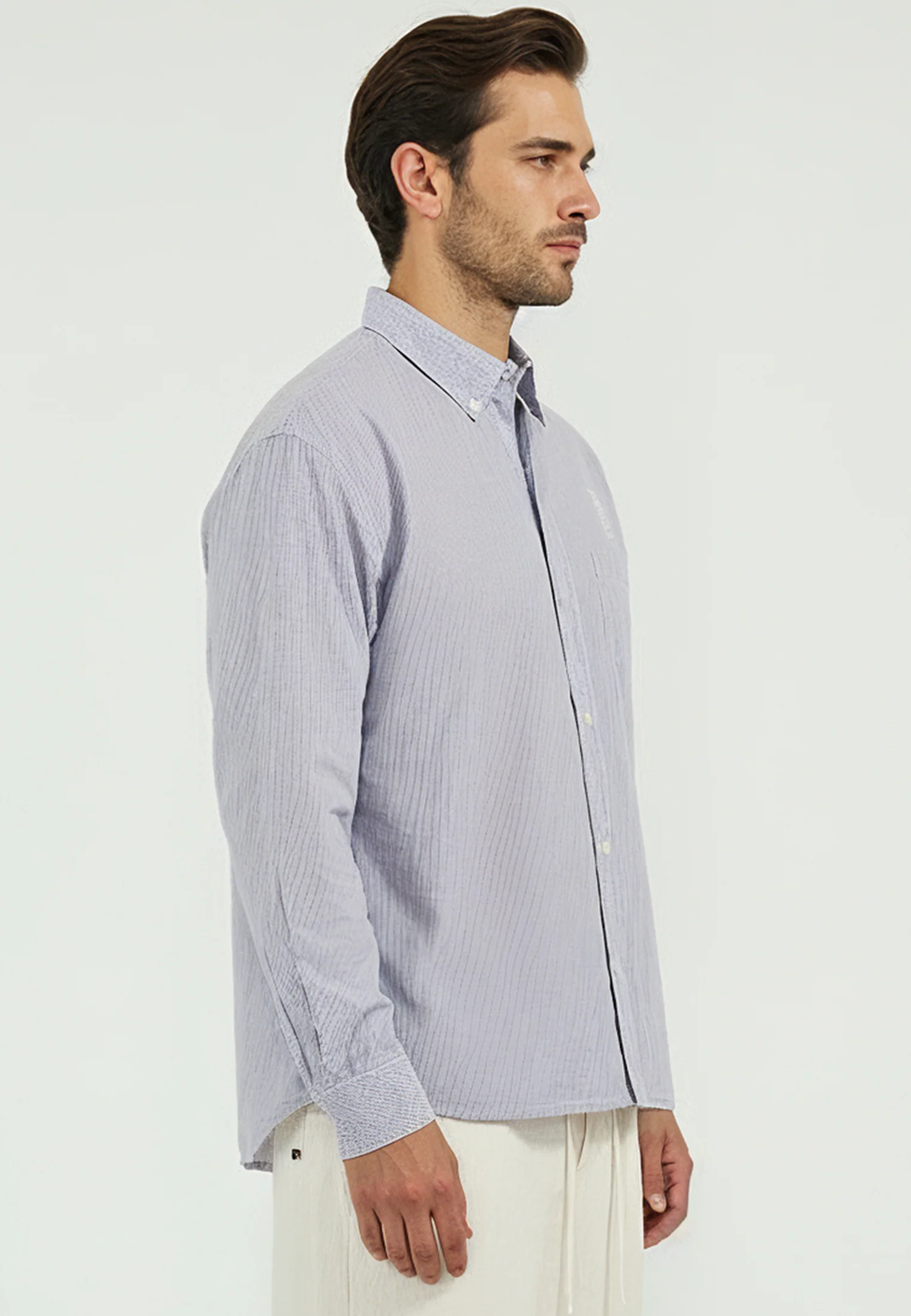 EMBROIDERY SKULL SHIRT LIGHT BLUE - Image 4