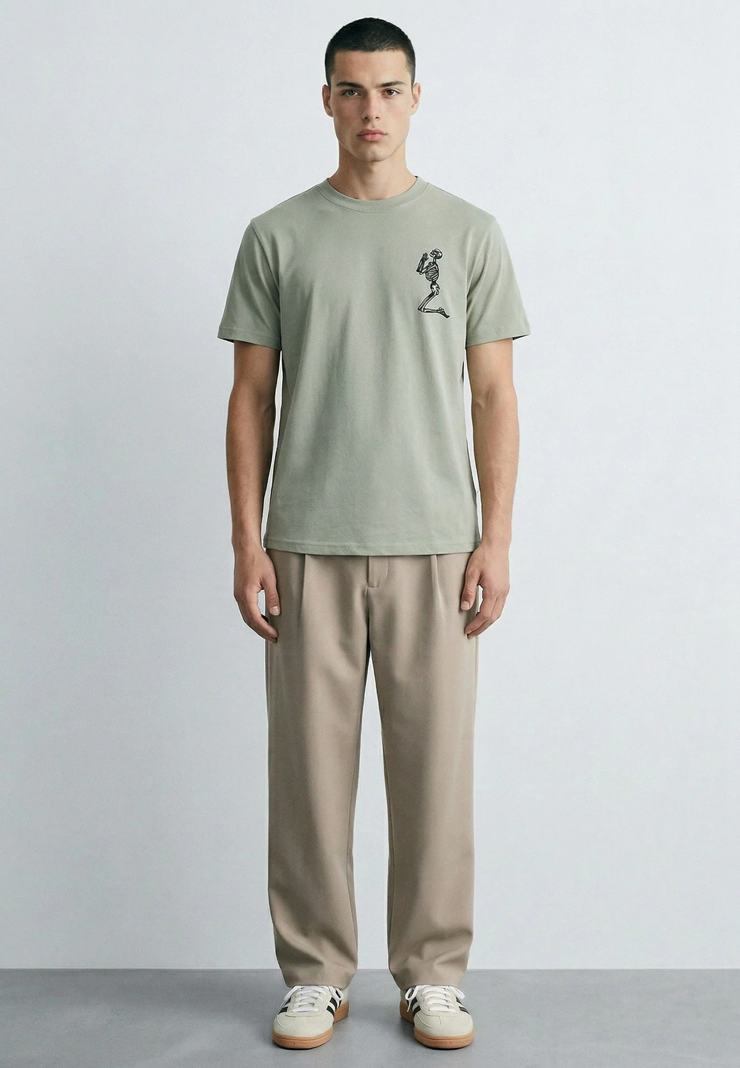 ESSENTIAL BIG SKELETON SOFT KHAKI T-SHIRT - Image 3