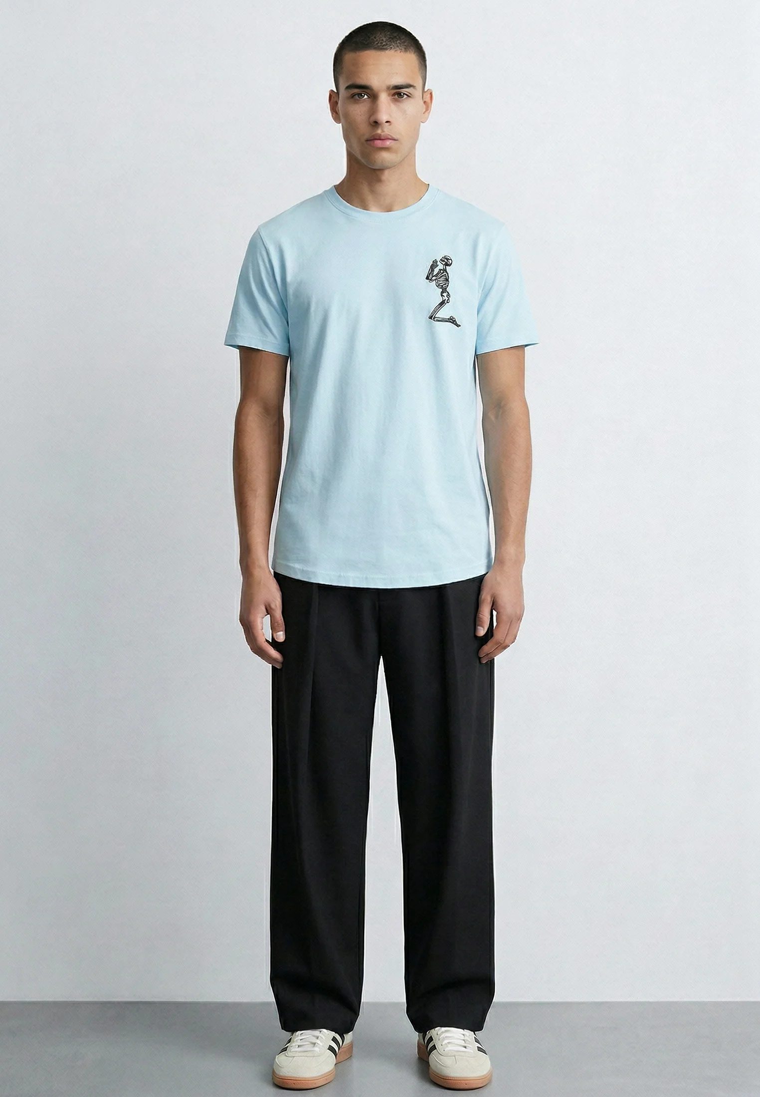 ESSENTIAL BIG SKELETON PALE BLUE T-SHIRT - Image 4