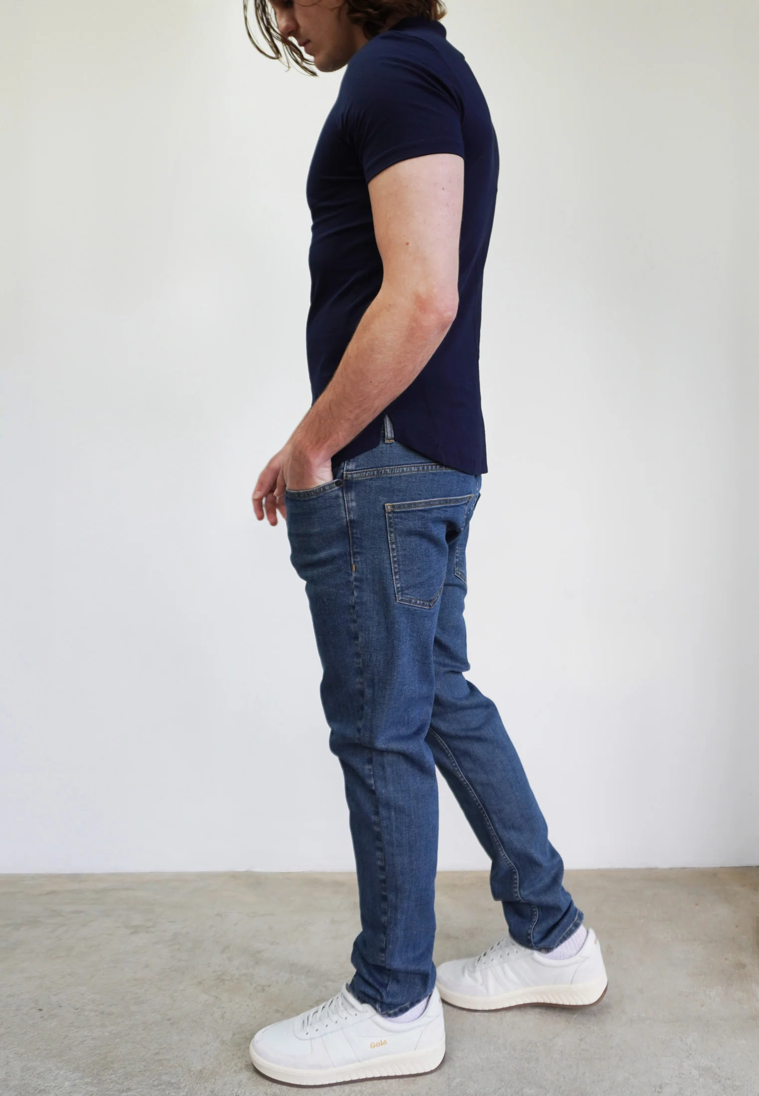ESSENTIAL CURVED HEM NAVY POLO SHIRT - Image 7
