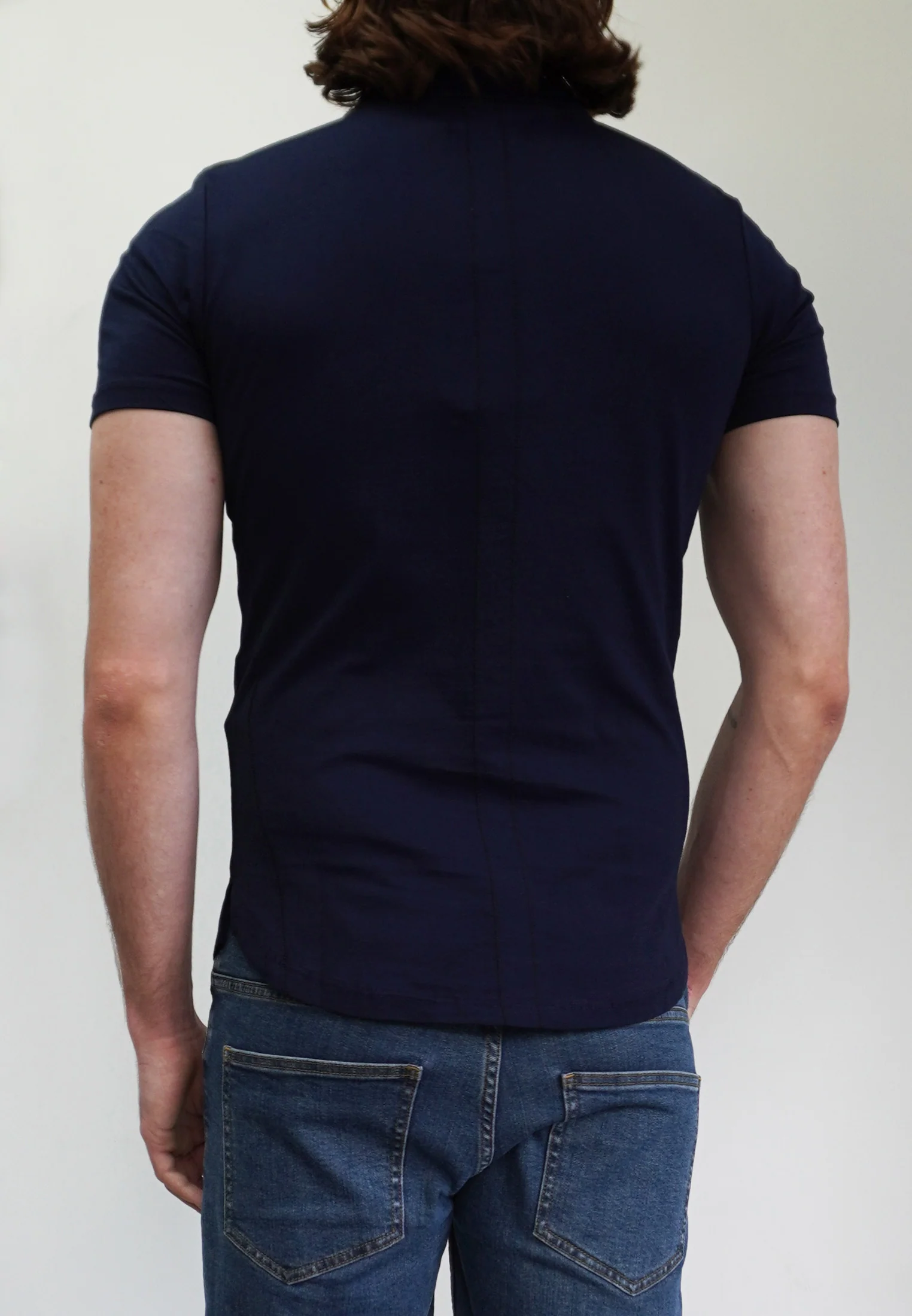 ESSENTIAL CURVED HEM NAVY POLO SHIRT - Image 8