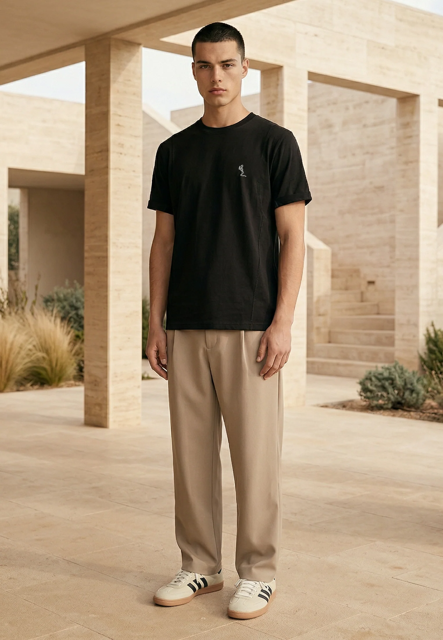 ESSENTIAL ROLLED CUFF T-SHIRT BLACK - Image 4