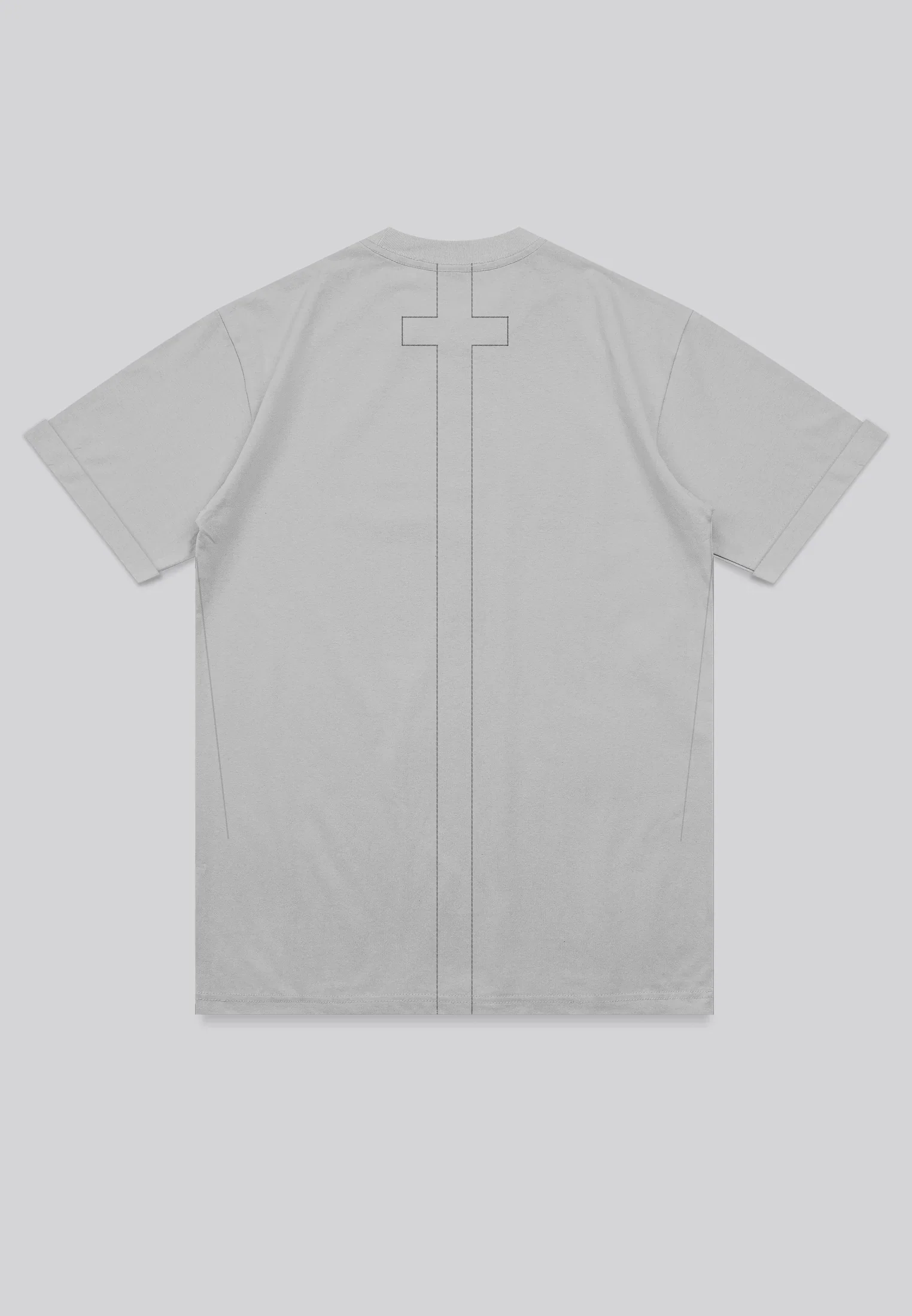 ESSENTIAL ROLLED CUFF T-SHIRT LIGHT GREY - Image 6