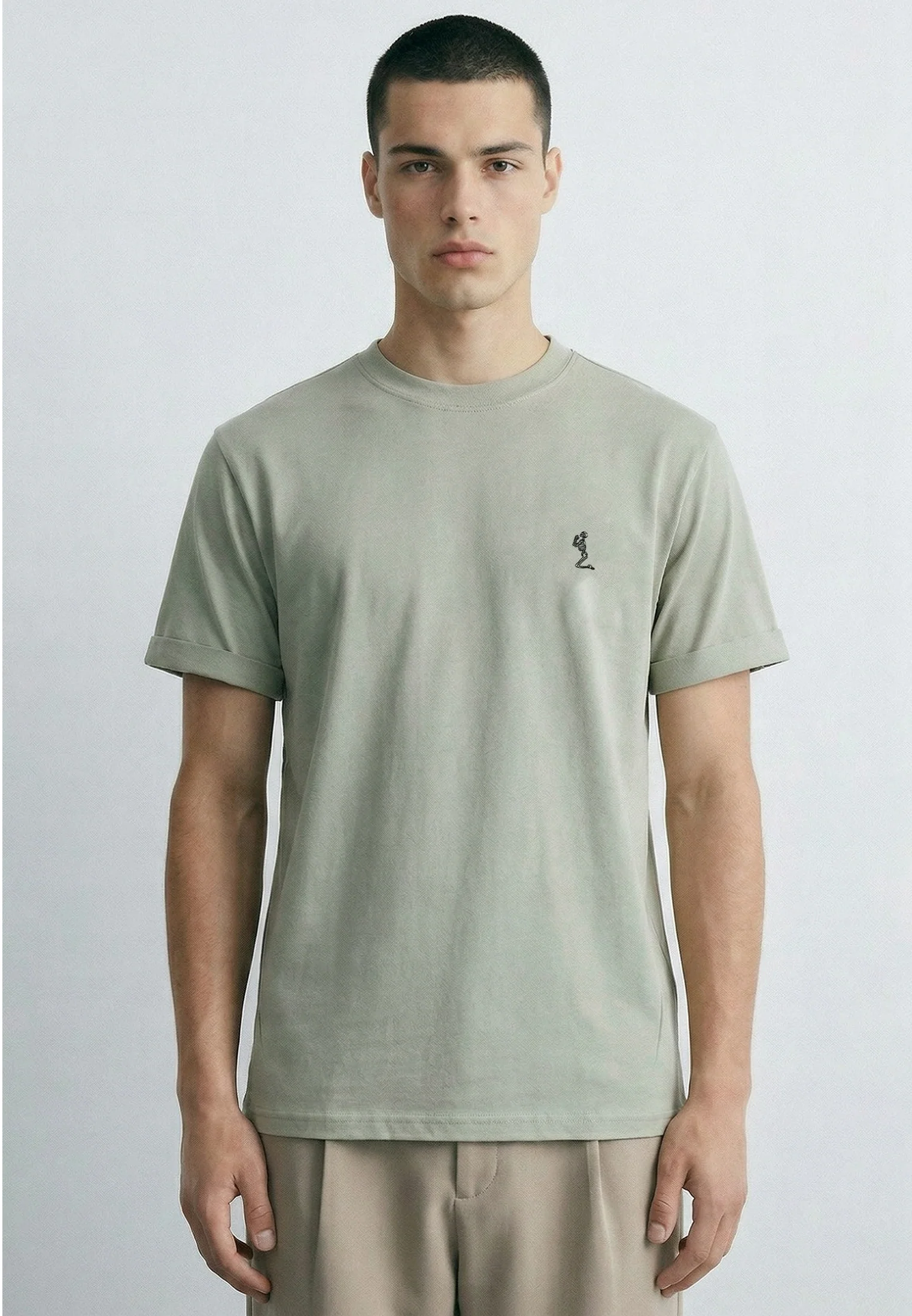 ESSENTIAL ROLLED CUFF T-SHIRT SOFT KHAKI