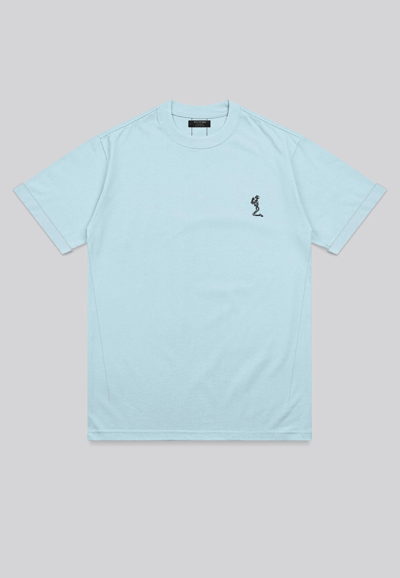ESSENTIAL ROLLED CUFF T-SHIRT PALE BLUE - Image 6