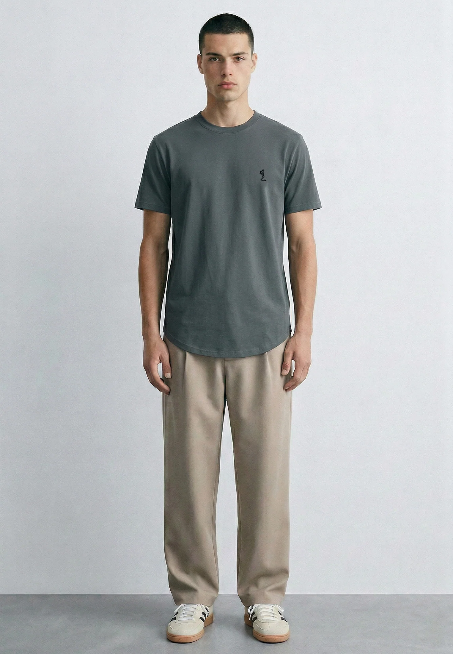 ESSENTIAL SWAG CURVED HEM COAL T-SHIRT - Image 3