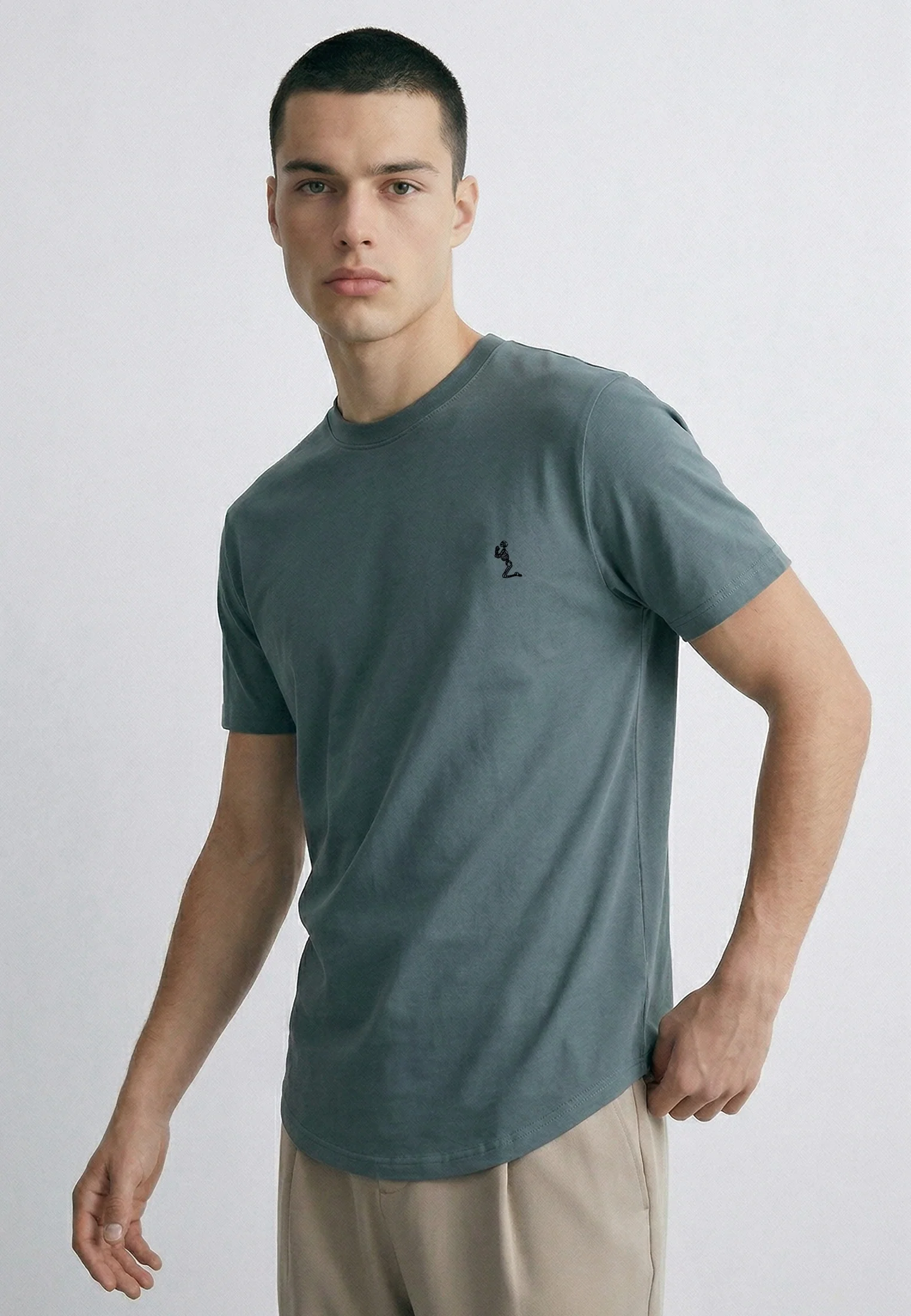 ESSENTIAL SWAG CURVED HEM COAL T-SHIRT - Image 4