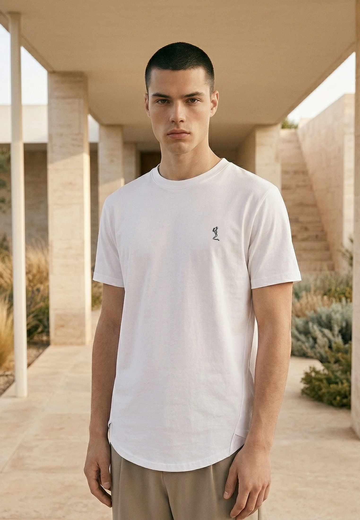 ESSENTIAL SWAG CURVED HEM OFF WHITE T-SHIRT - Image 2