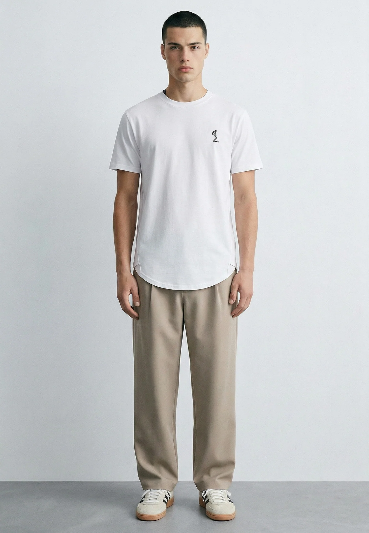 ESSENTIAL SWAG CURVED HEM OFF WHITE T-SHIRT - Image 3