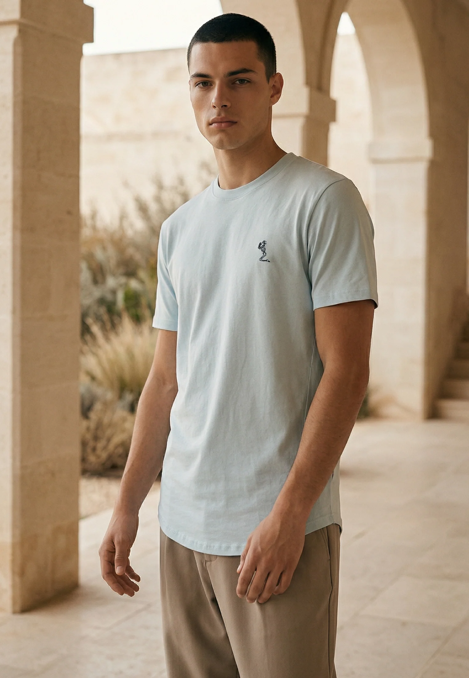 ESSENTIAL SWAG CURVED HEM PALE BLUE T-SHIRT - Image 2