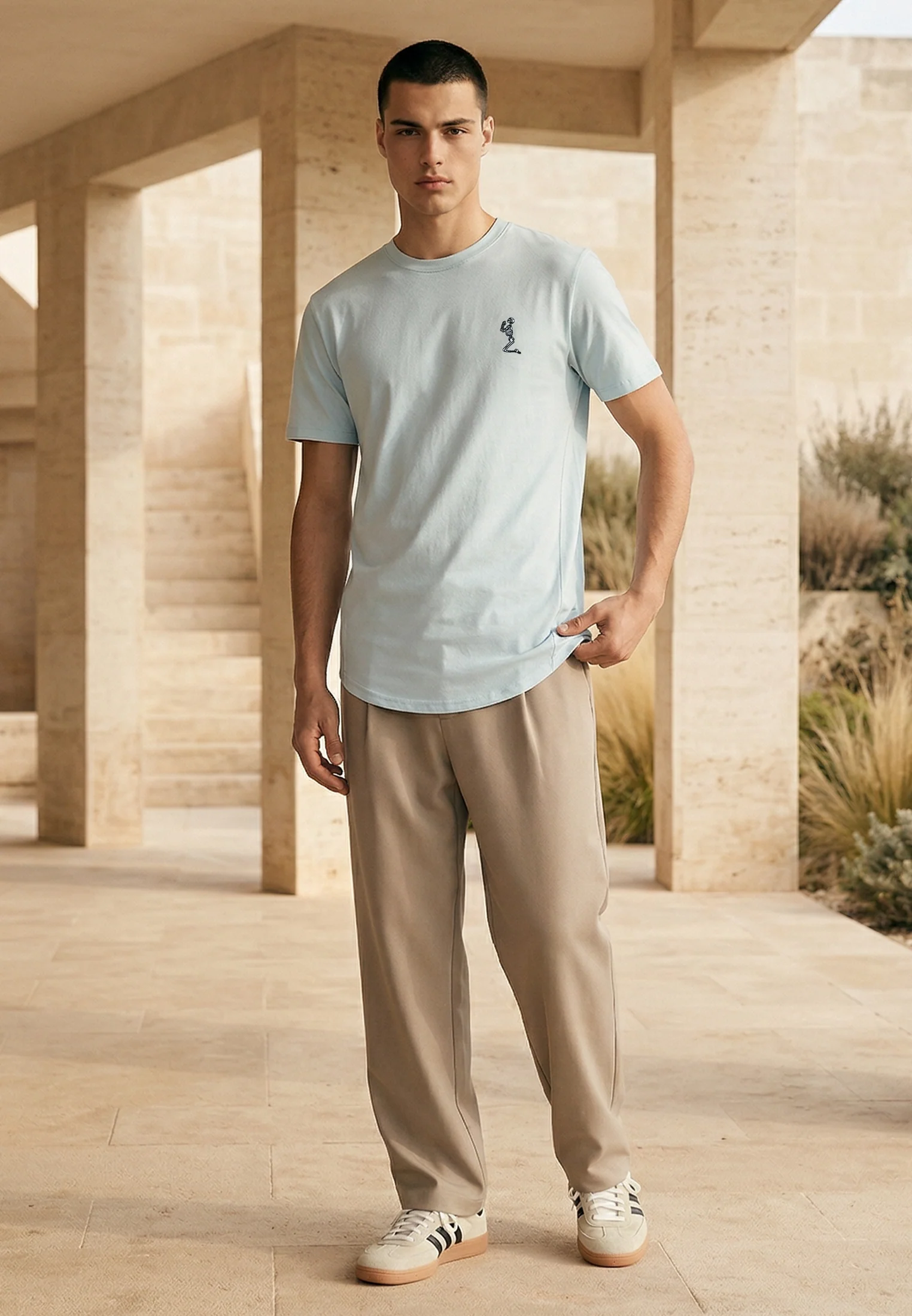 ESSENTIAL SWAG CURVED HEM PALE BLUE T-SHIRT - Image 3