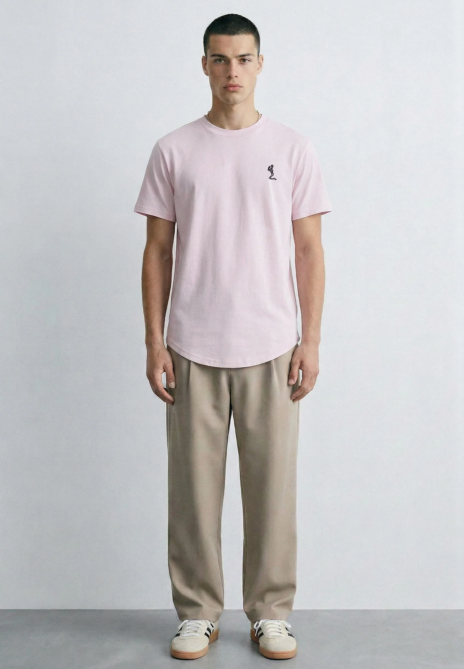 ESSENTIAL SWAG CURVED HEM PALE PINK T-SHIRT - Image 3