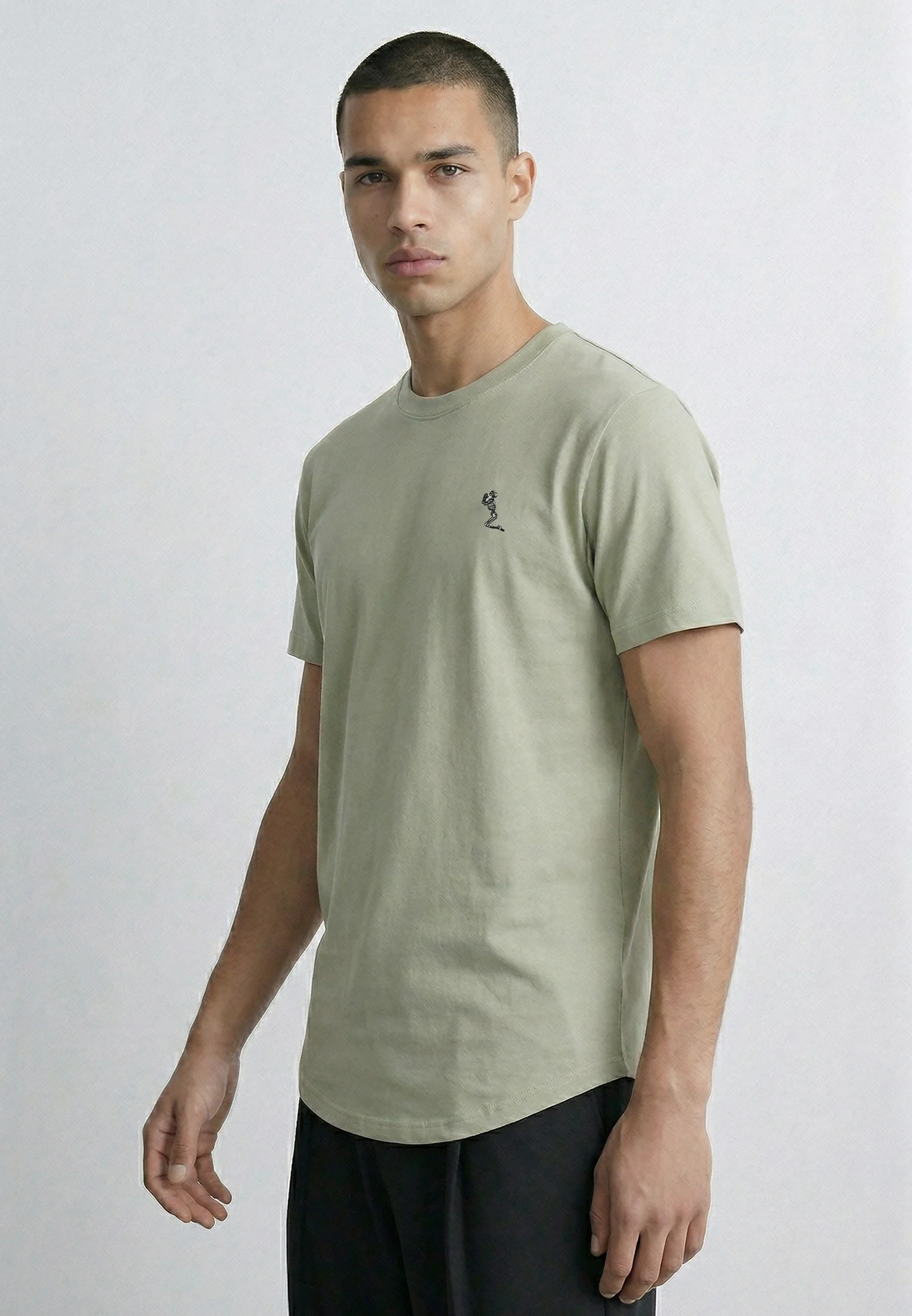 ESSENTIAL SWAG CURVED HEM SOFT KHAKI T-SHIRT - Image 4