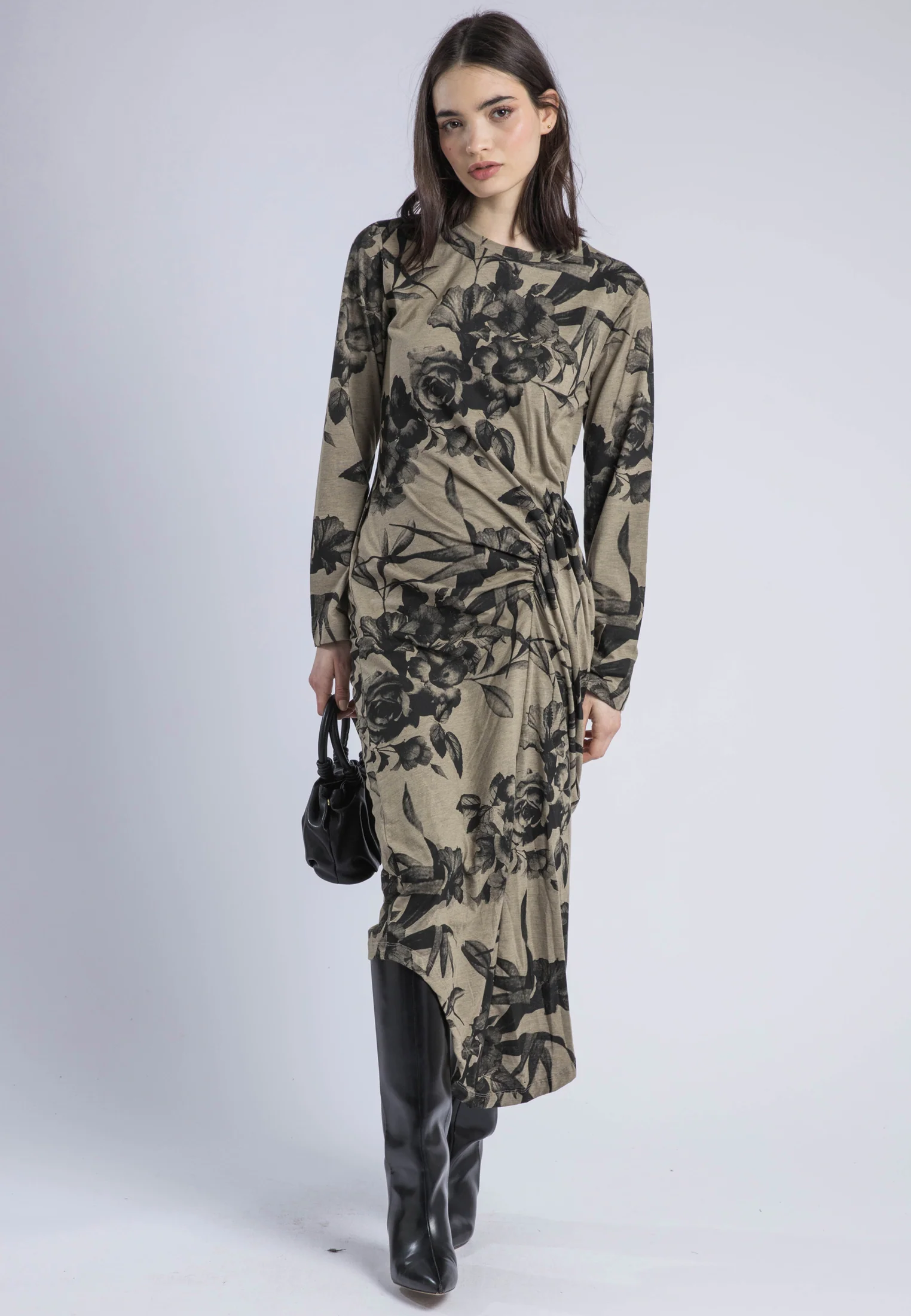FLINT DRESS GREY MARL & PINE