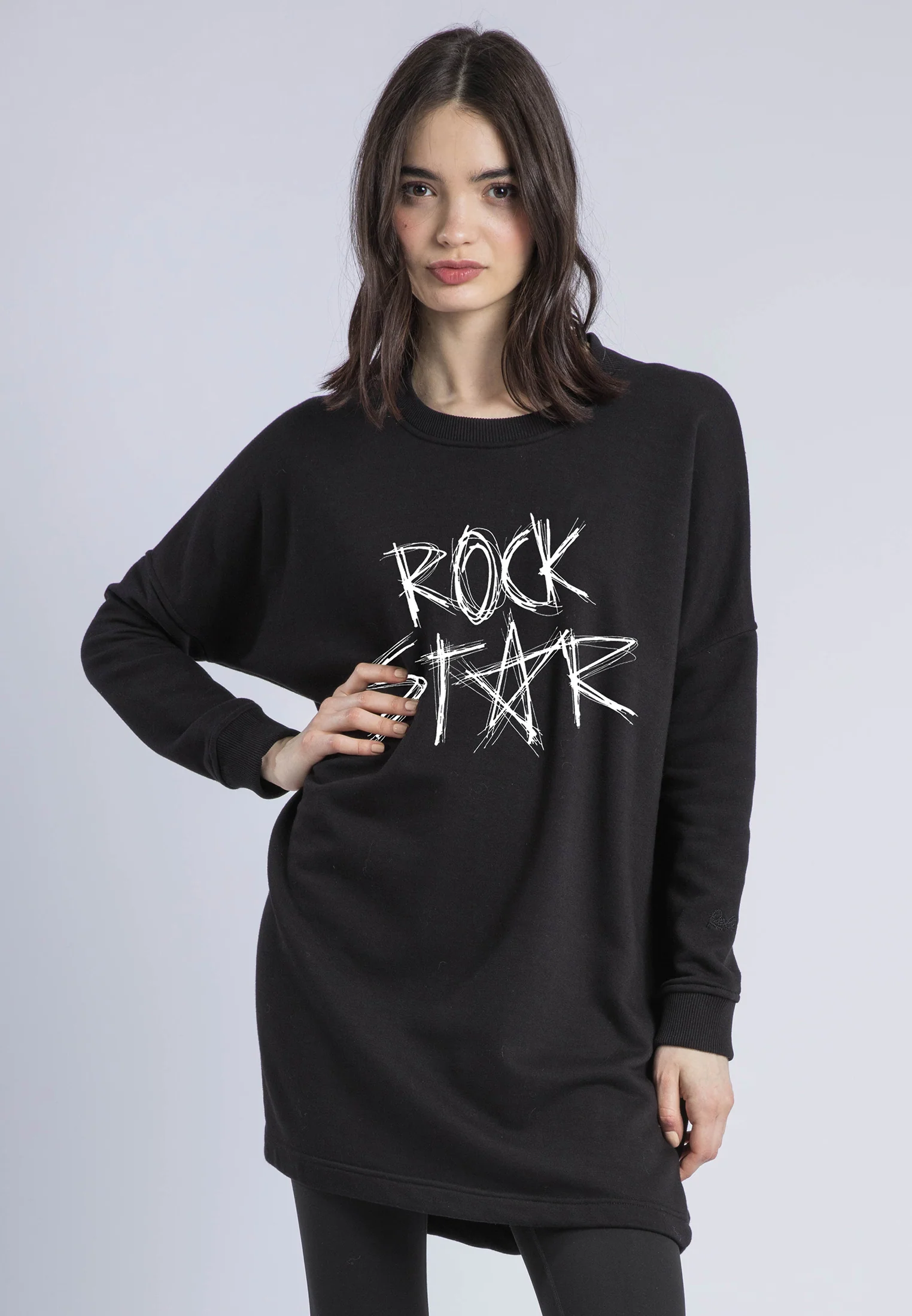 FLORA SWEAT DRESS BLACK ROCK STAR