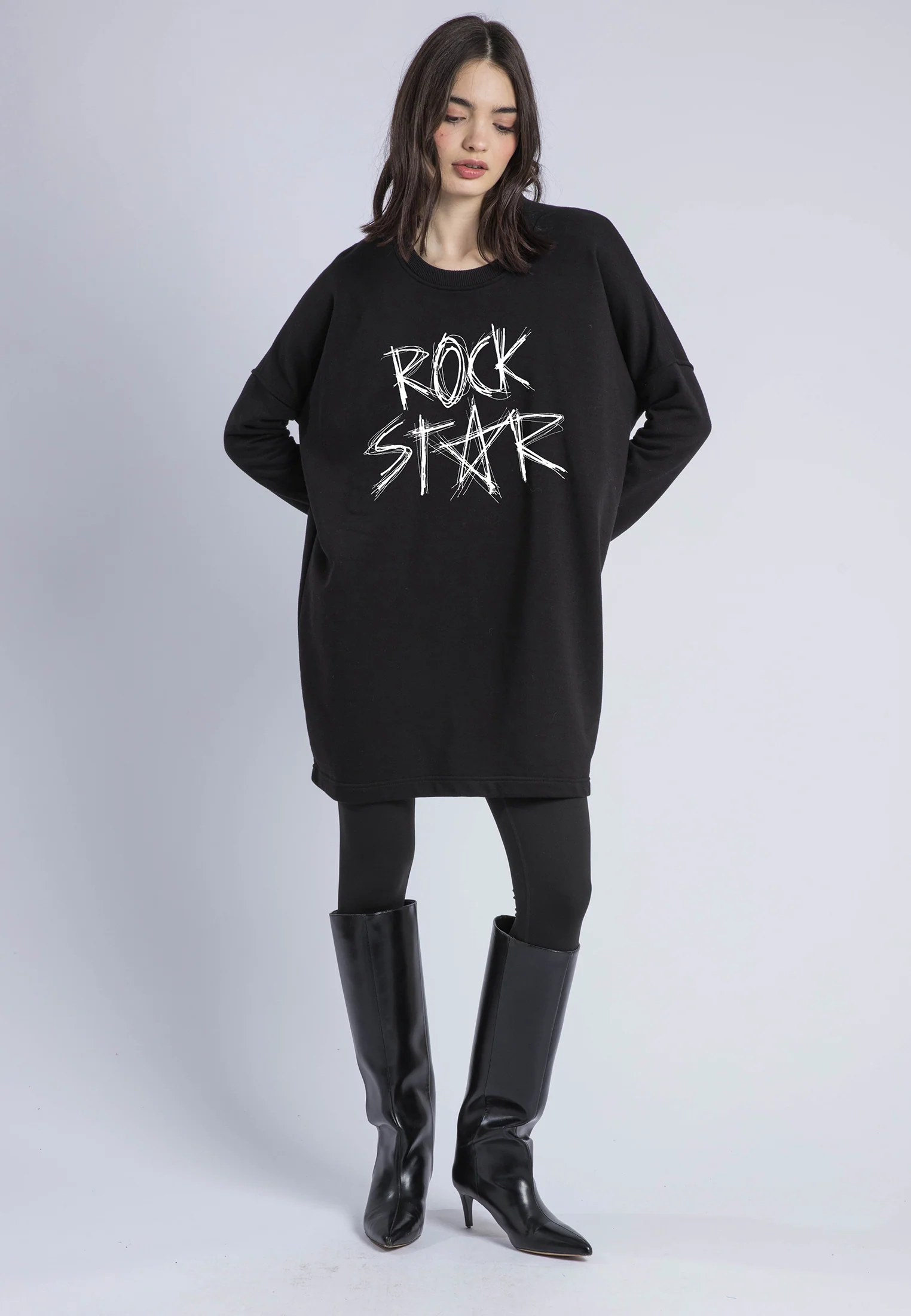FLORA SWEAT DRESS BLACK ROCK STAR - Image 5