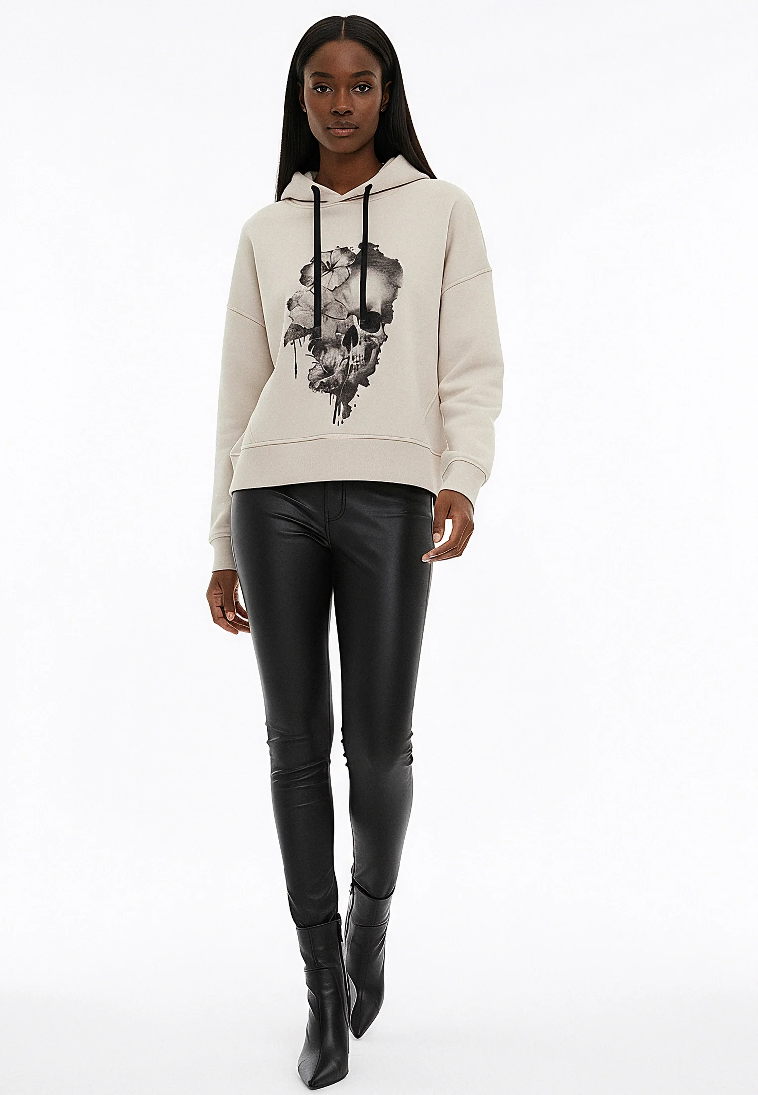 FLORA CROPPED HOODIE SKULL GRAPHIC - Image 3