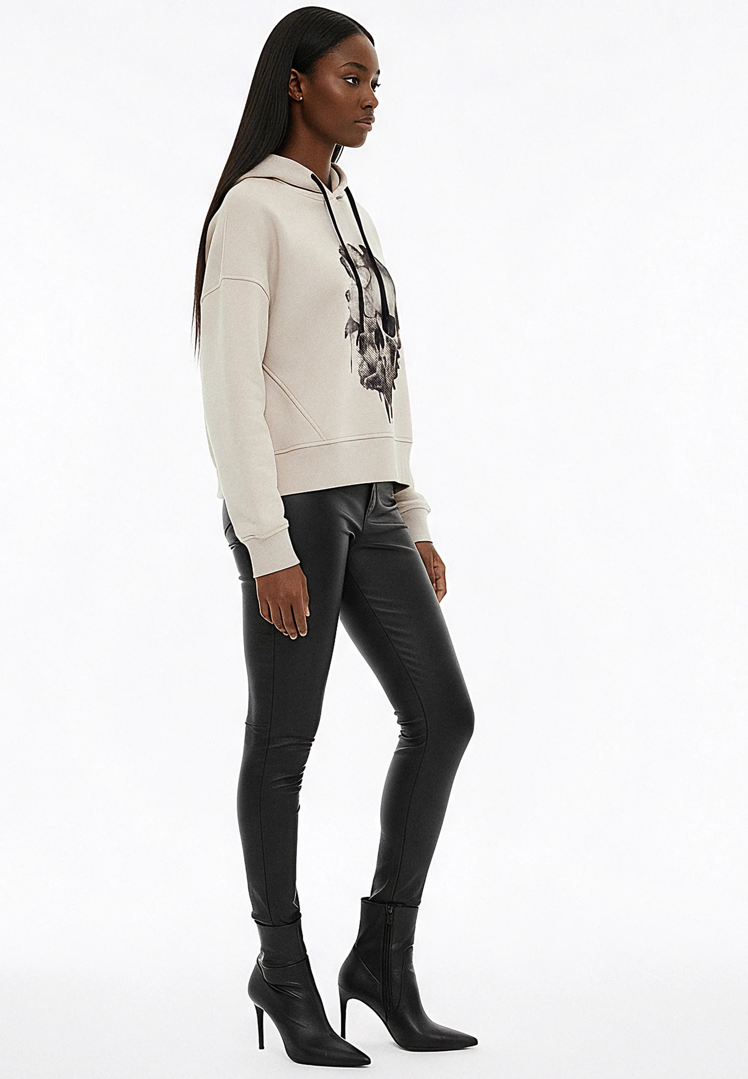 FLORA CROPPED HOODIE SKULL GRAPHIC - Image 4