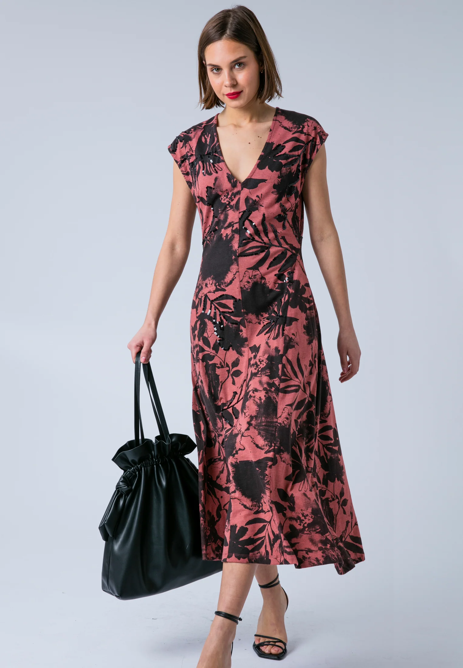 LIBBY BEADED DRESS BURNT CORAL - Image 3
