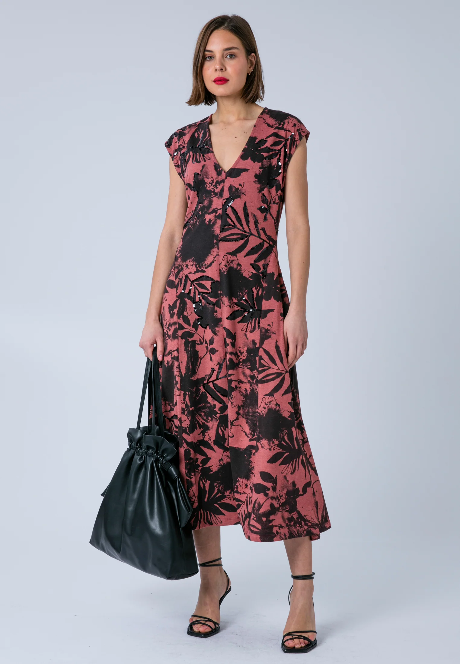 LIBBY BEADED DRESS BURNT CORAL - Image 6