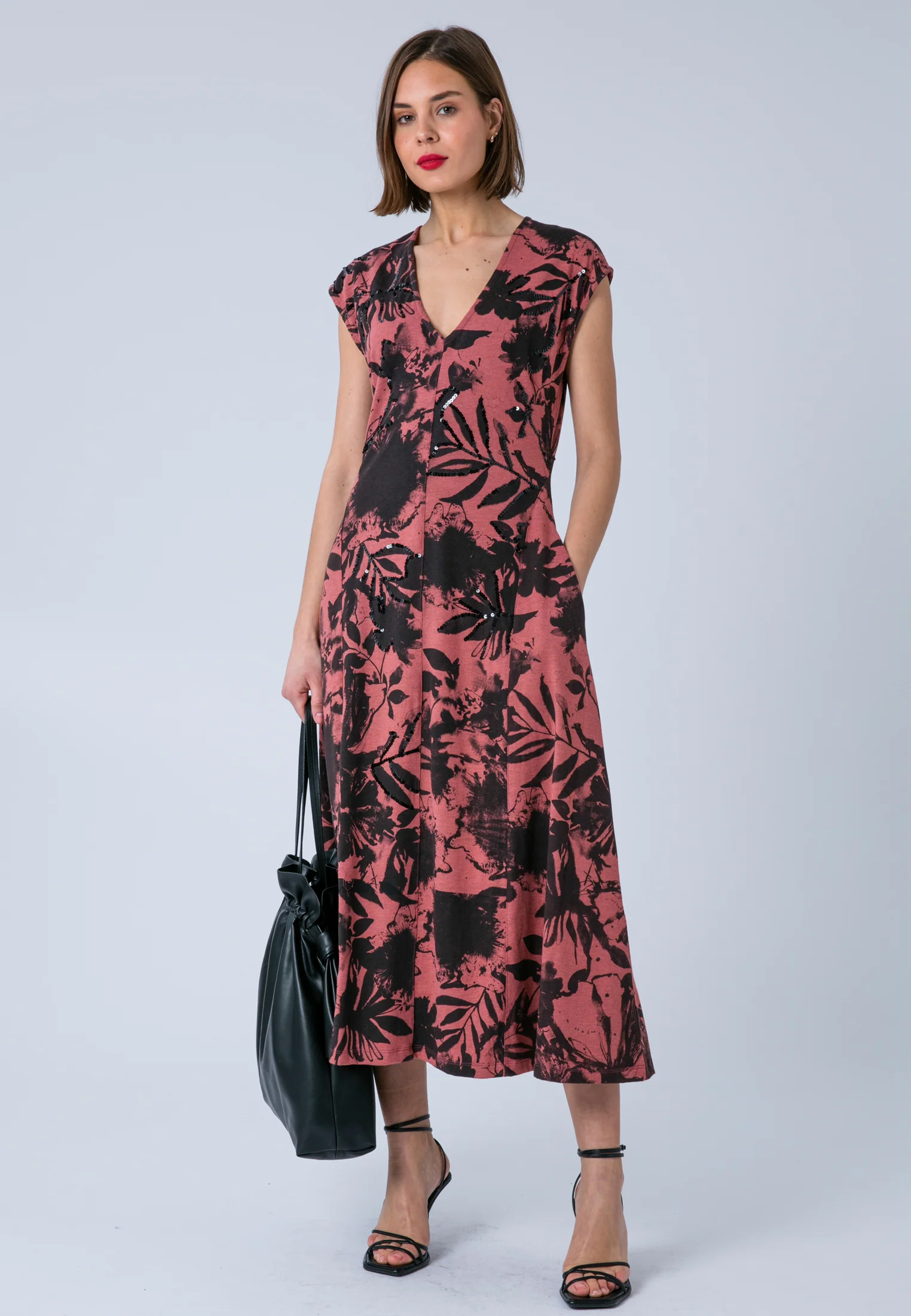 LIBBY BEADED DRESS BURNT CORAL - Image 7