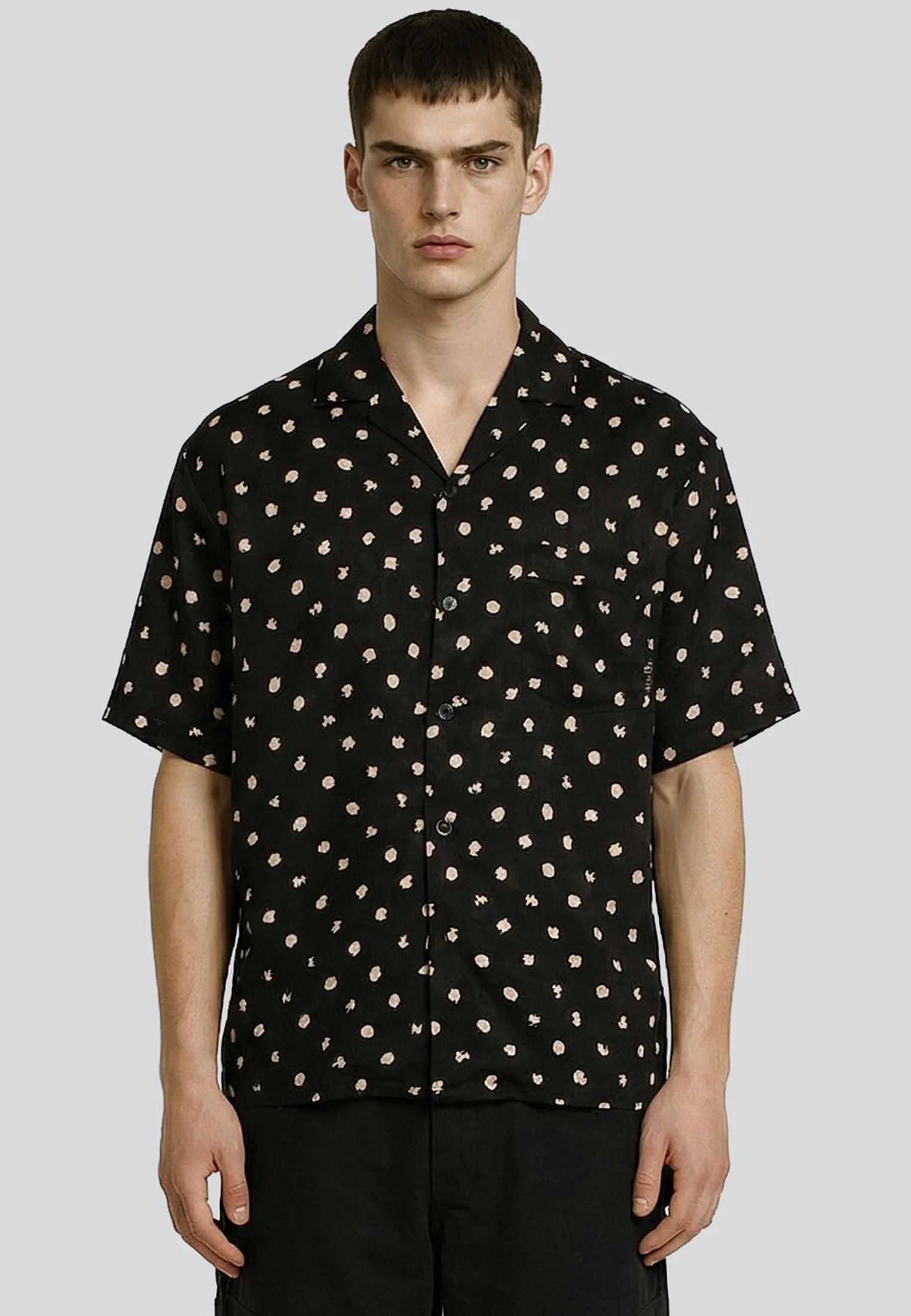 FLOWER POLKA SHIRT OFF WHITE & BLACK - Image 3