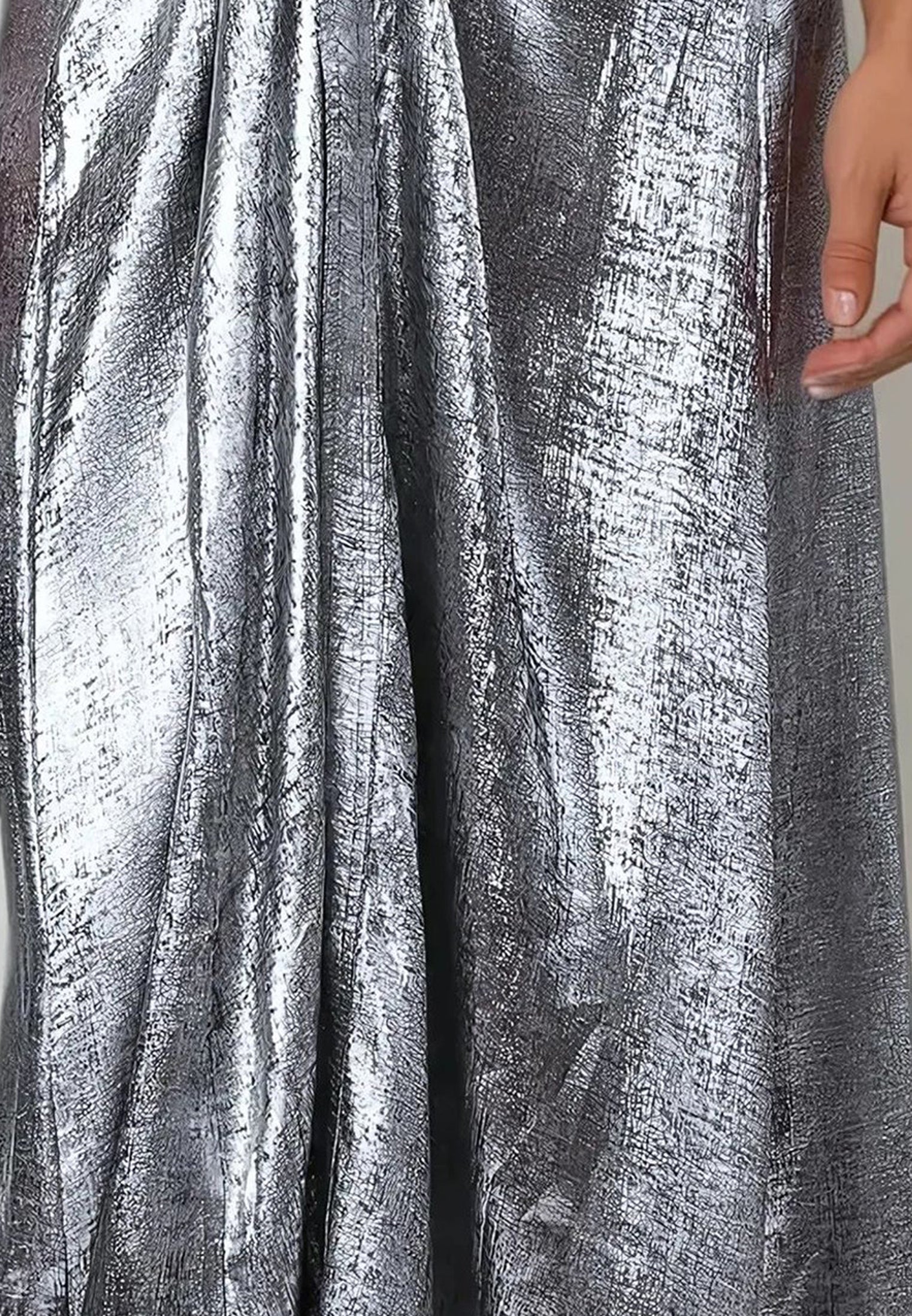 FOLD WRAP DRESS SILVER FOIL - Image 6