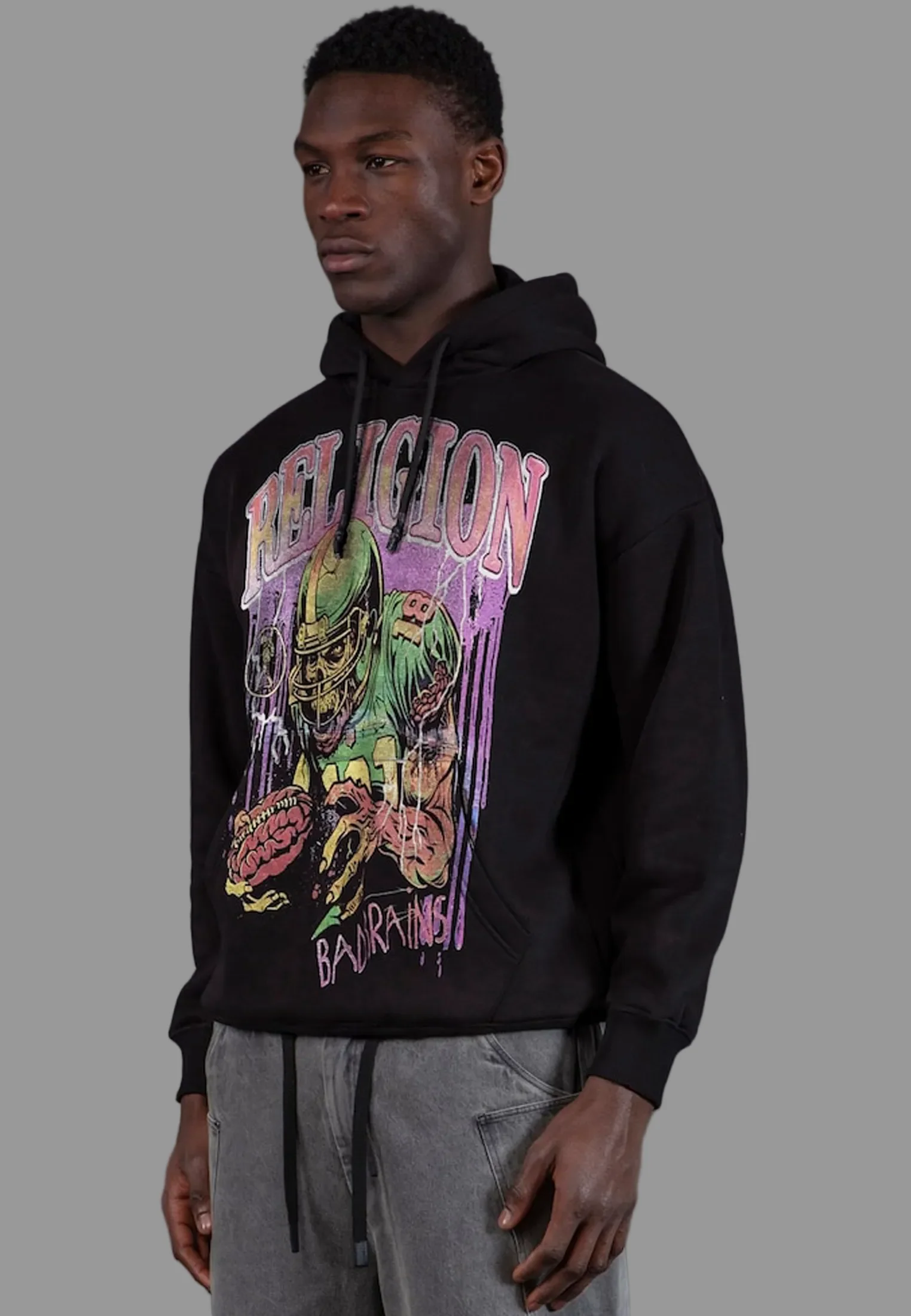 RELIGION FOOTBALL HOODY BLACK - Image 3