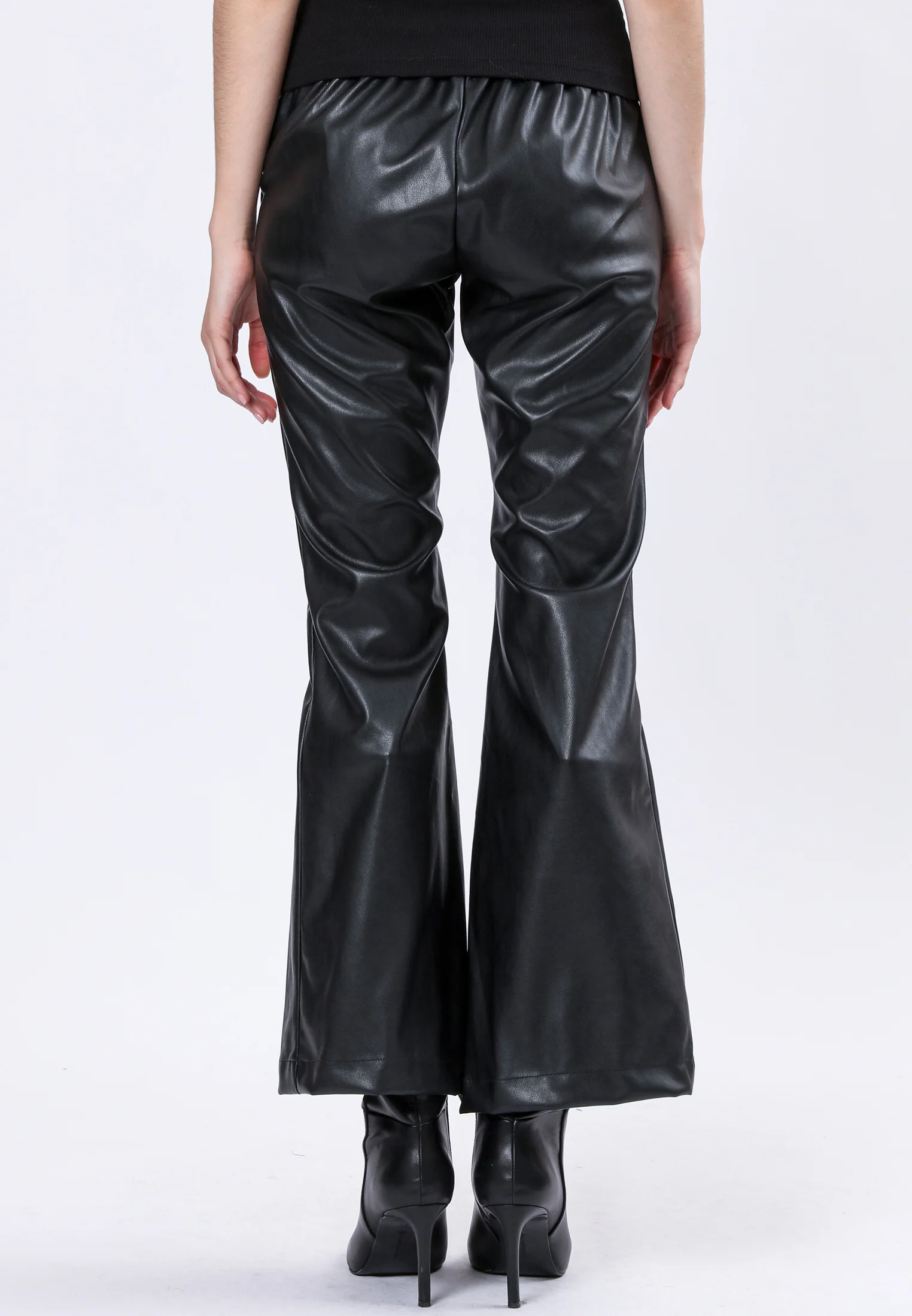 FORCE FLARED TROUSERS BLACK LEATHER LOOK - Image 5
