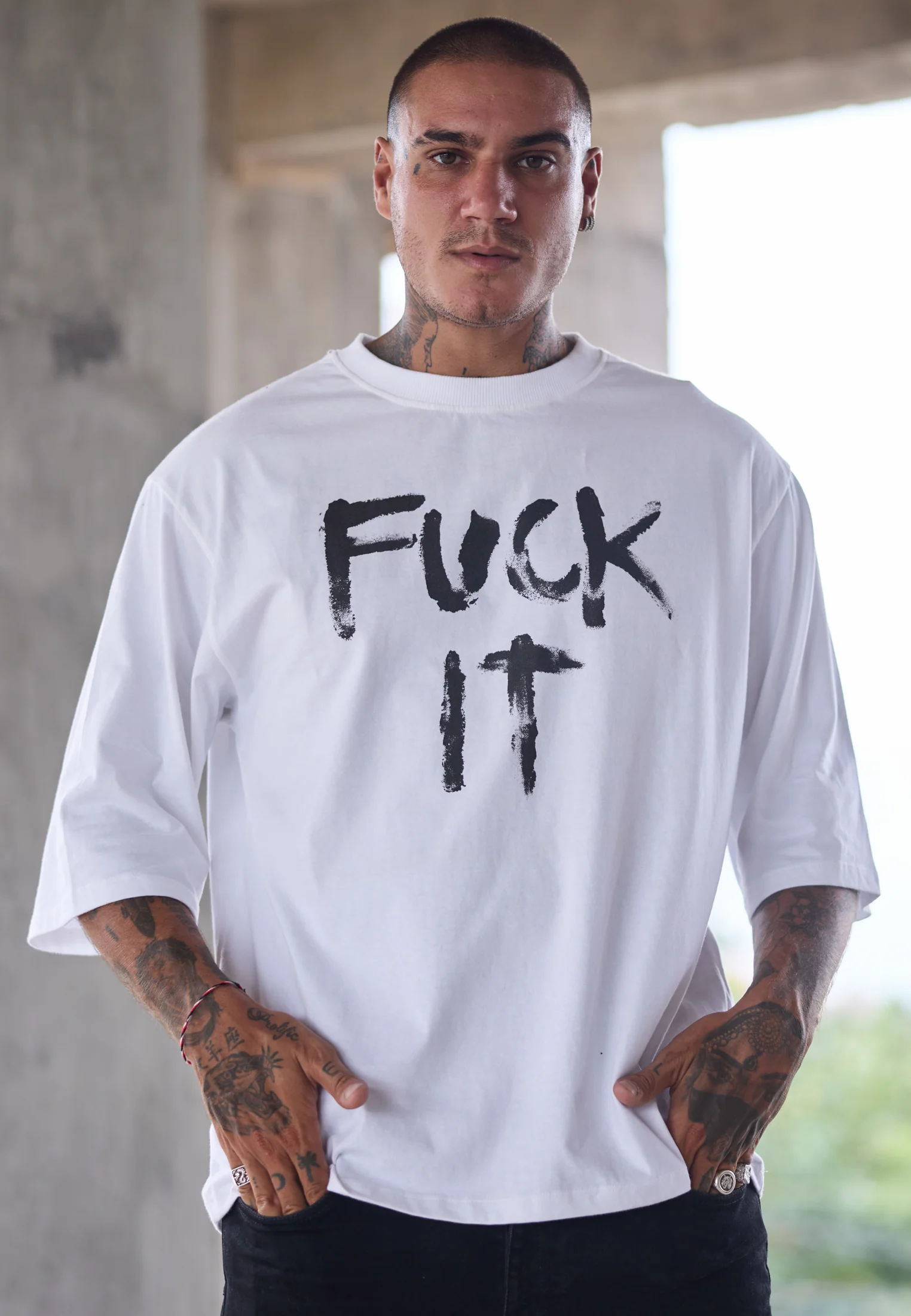 FUCK IT OVERSIZED T-SHIRT WHITE - Image 5