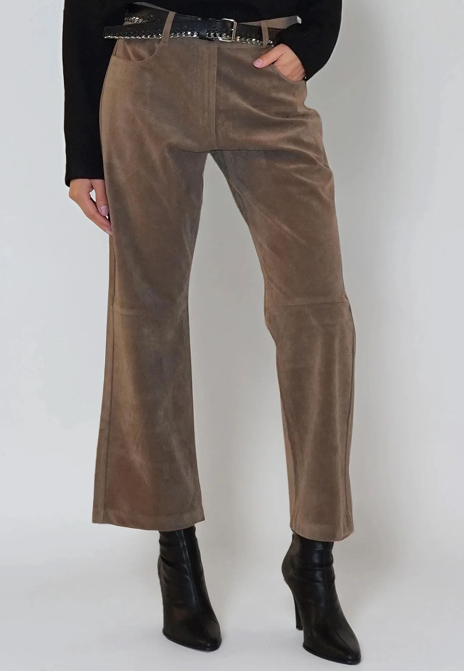 GALAXY SUEDE TROUSER BROWN - Image 4