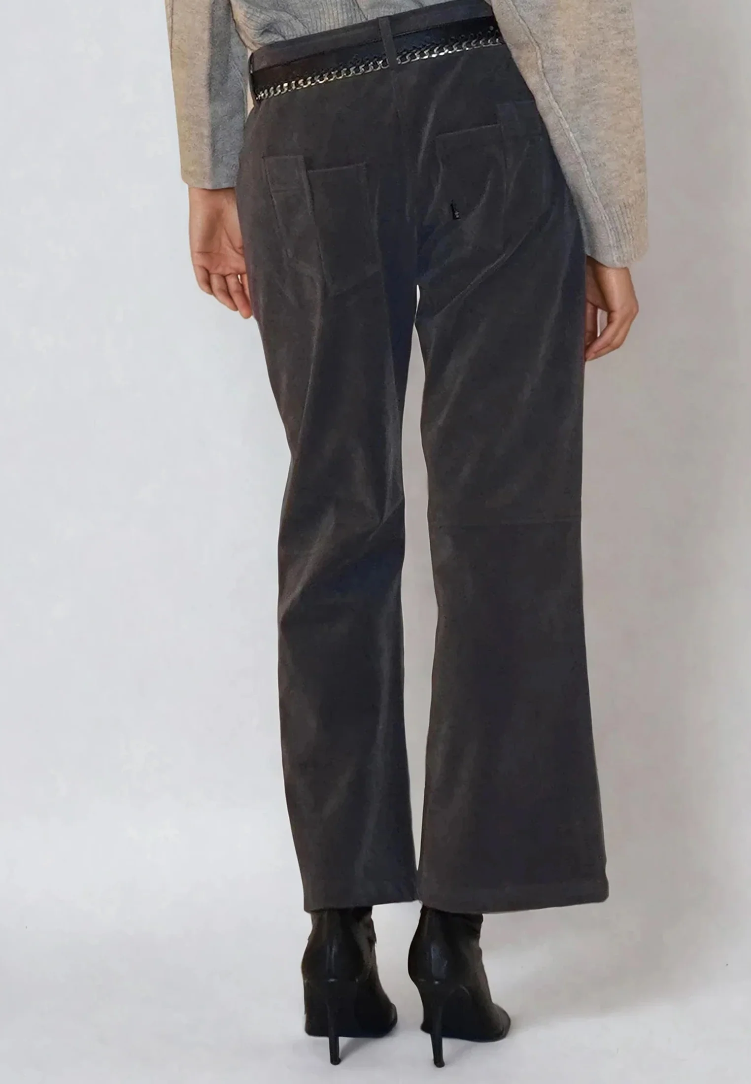 GALAXY SUEDE TROUSERS GREY - Image 3