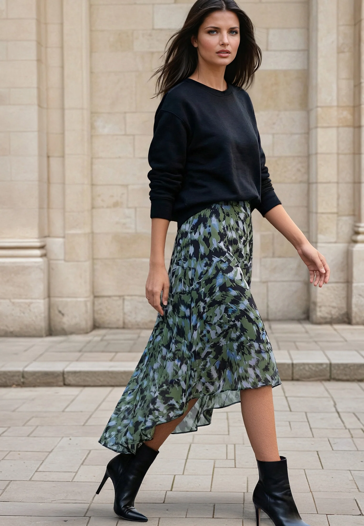 GALLANT SKIRT GREEN&BLACK PRINT - Image 3