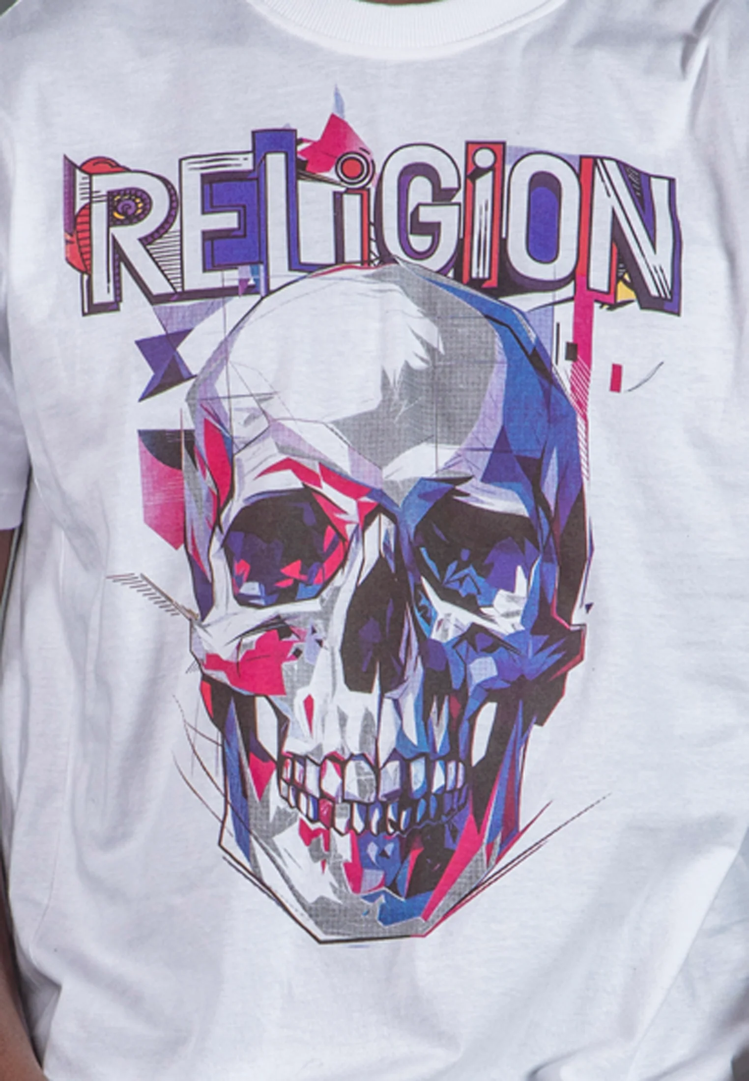 GEOMETRIC SKULL T-SHIRT WHITE - Image 2