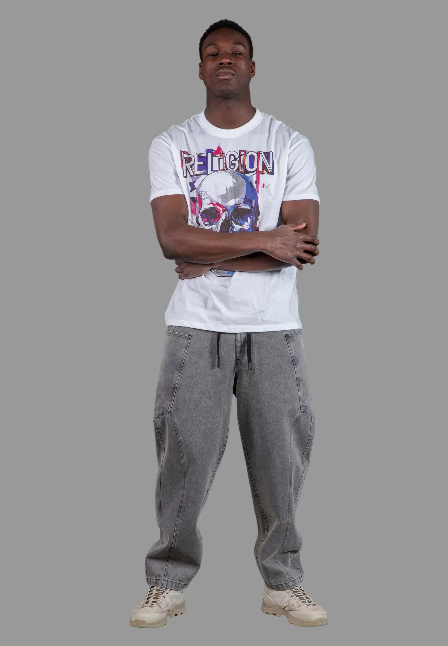 GEOMETRIC SKULL T-SHIRT WHITE - Image 4