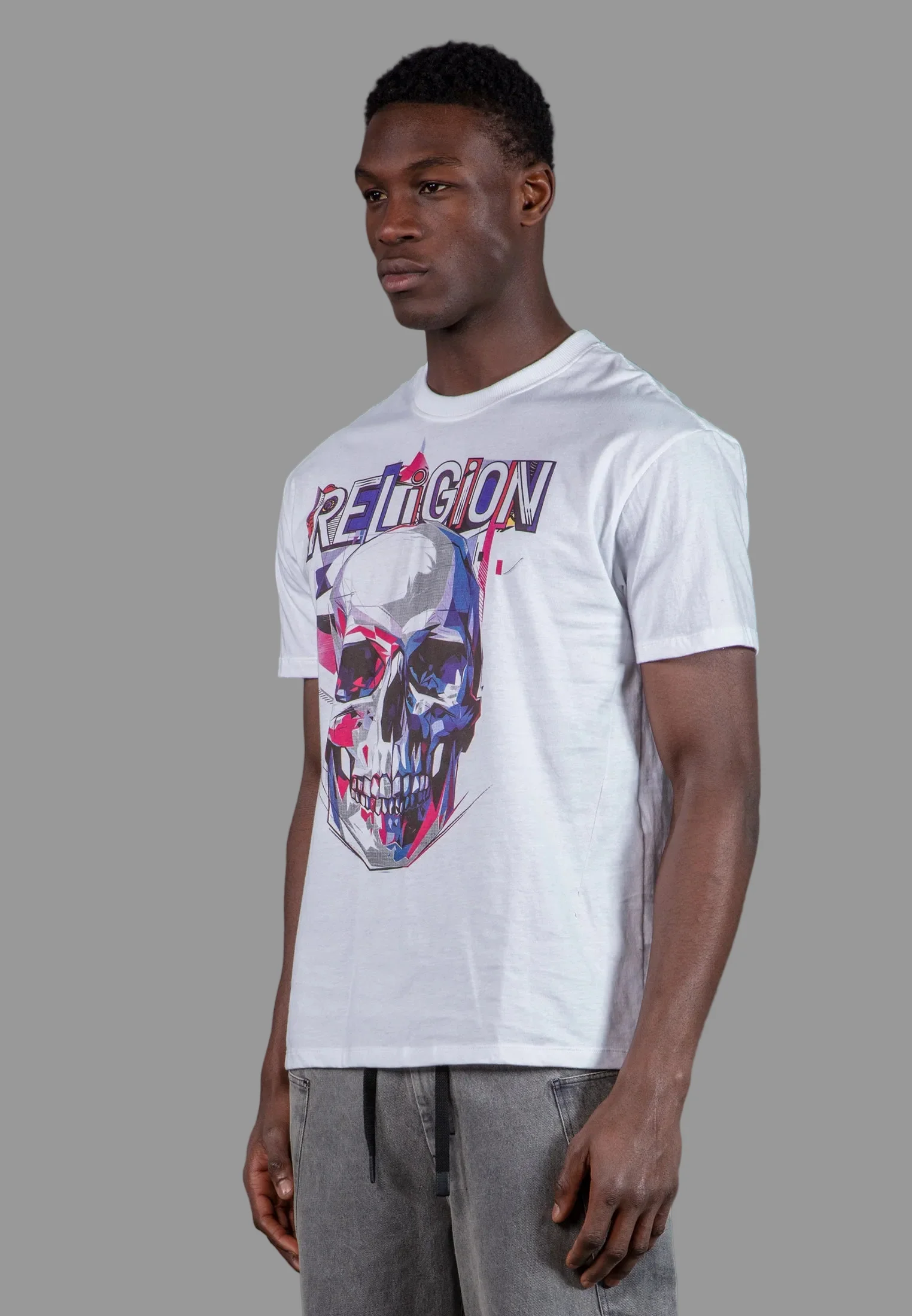 GEOMETRIC SKULL T-SHIRT WHITE - Image 5